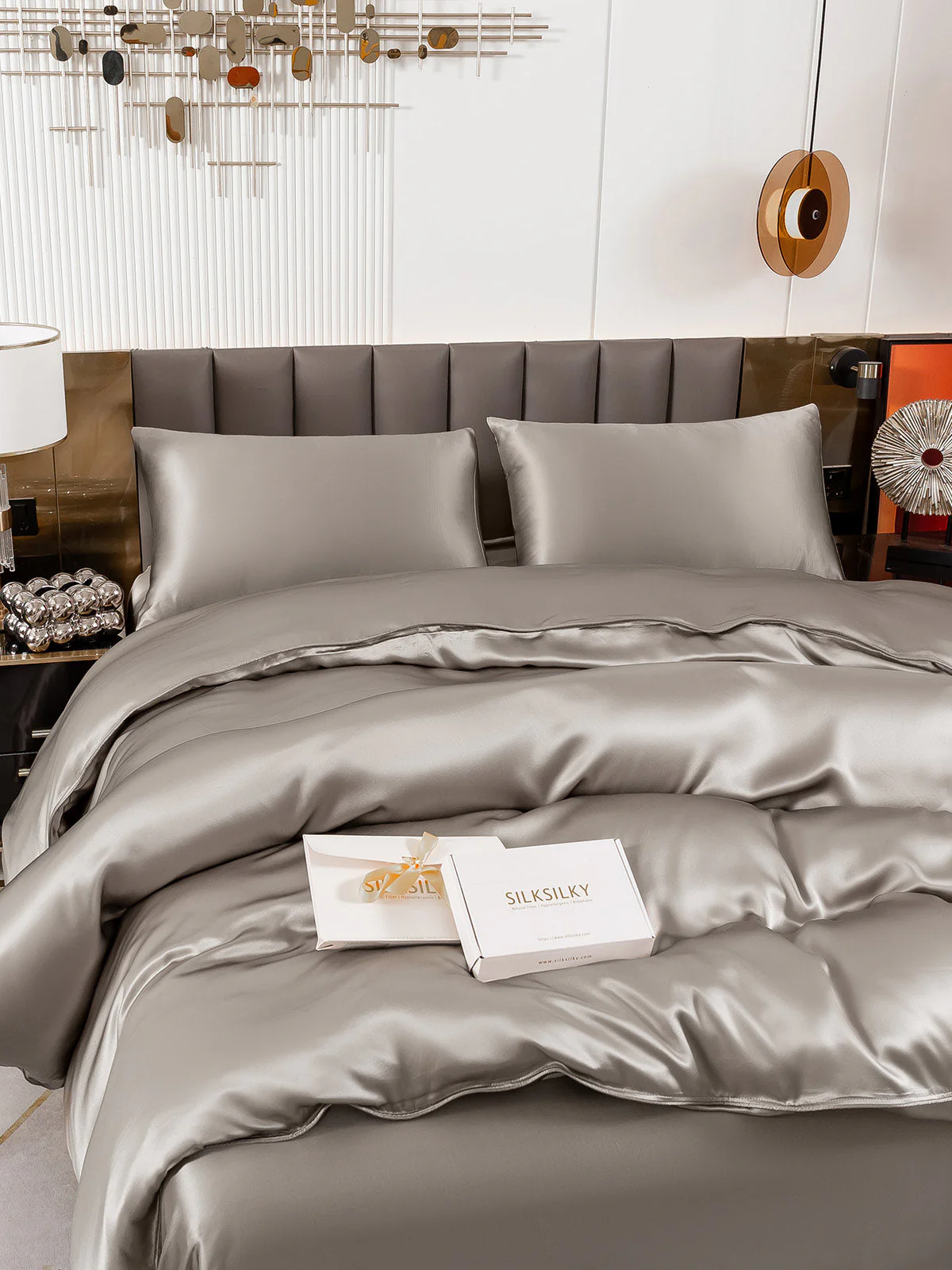19Momme 4Pcs Silk Set Duvet Cover+Flat Sheet+2x Pillowcases - Image 60