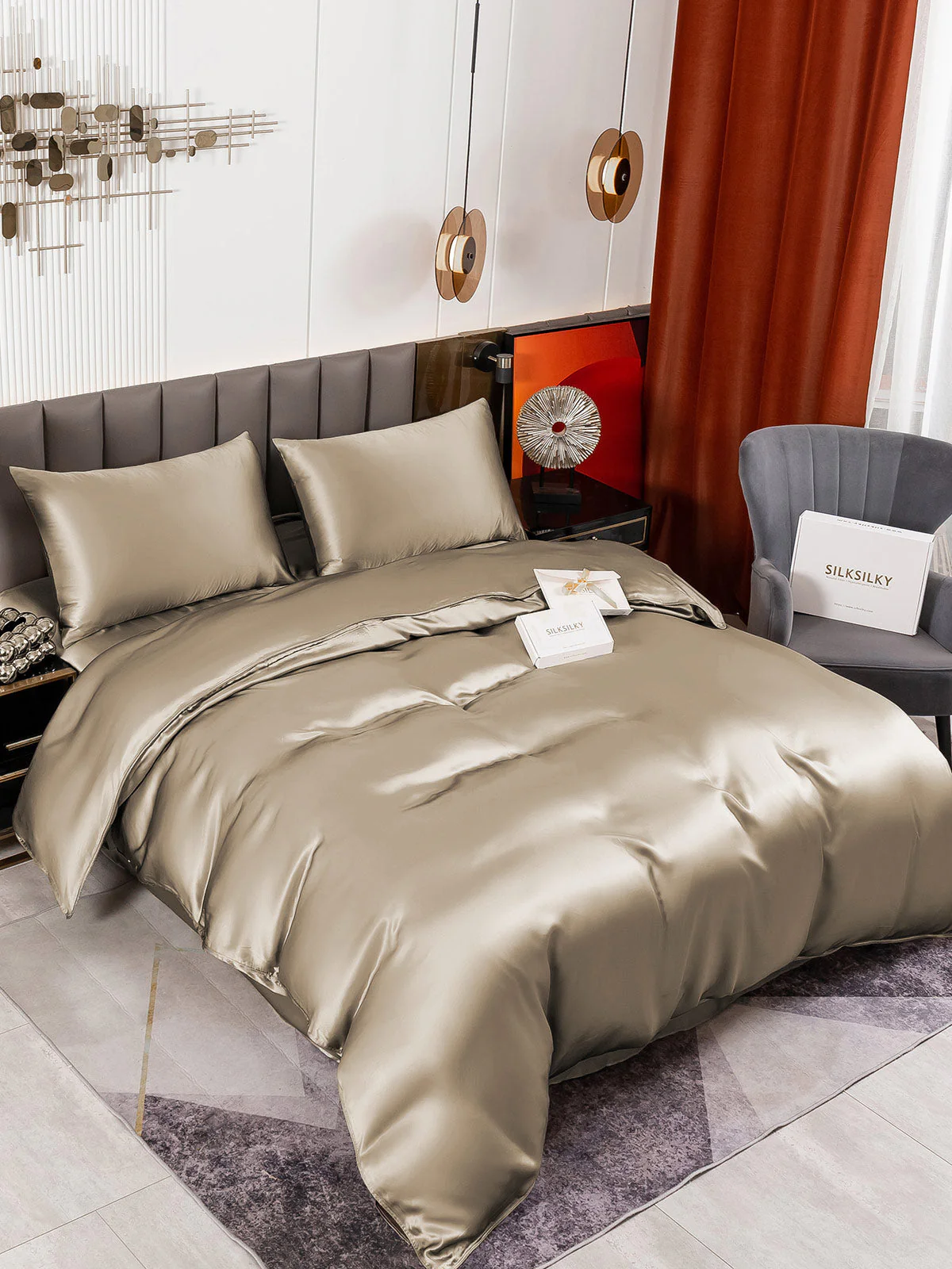 19Momme 4Pcs Silk Set Duvet Cover+Flat Sheet+2x Pillowcases - Image 62