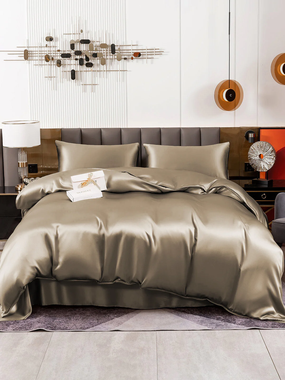19Momme 4Pcs Silk Set Duvet Cover+Flat Sheet+2x Pillowcases - Image 63