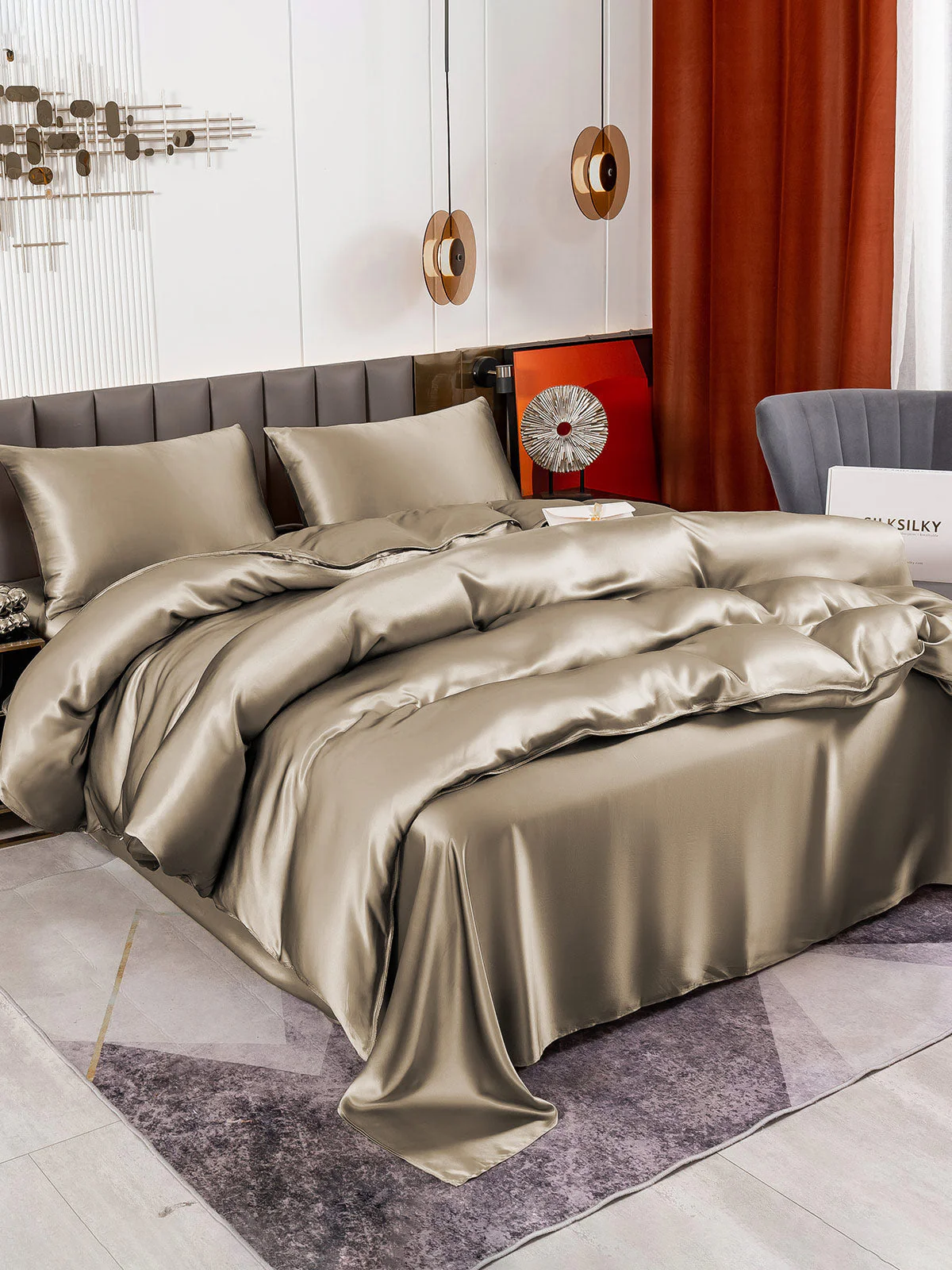 19Momme 4Pcs Silk Set Duvet Cover+Flat Sheet+2x Pillowcases - Image 64