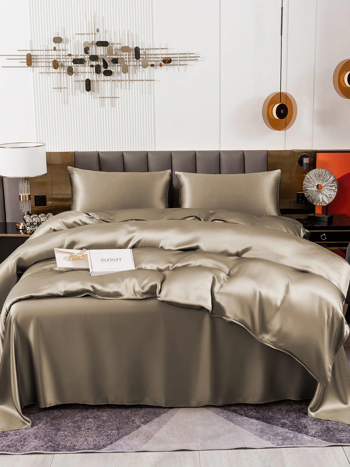 19Momme 4Pcs Silk Set Duvet Cover+Flat Sheet+2x Pillowcases - Image 65