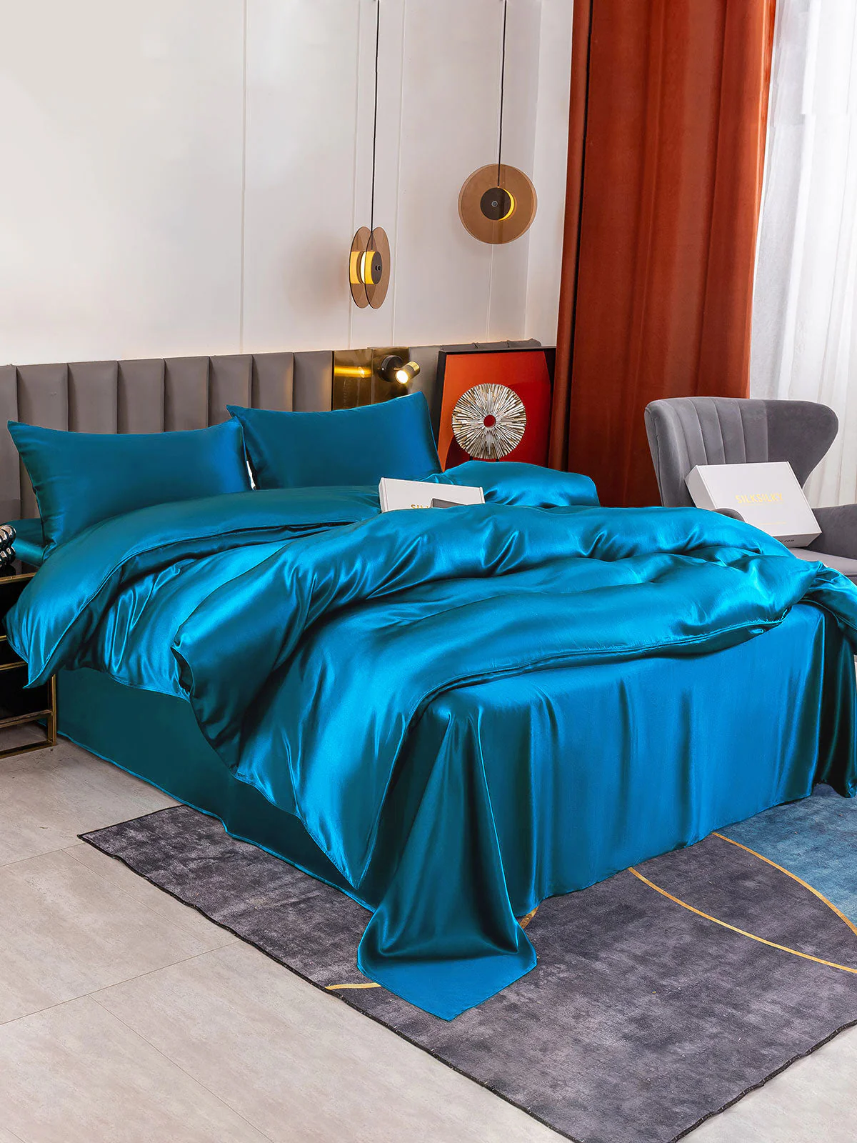19Momme 4Pcs Silk Set Duvet Cover+Flat Sheet+2x Pillowcases - Image 67