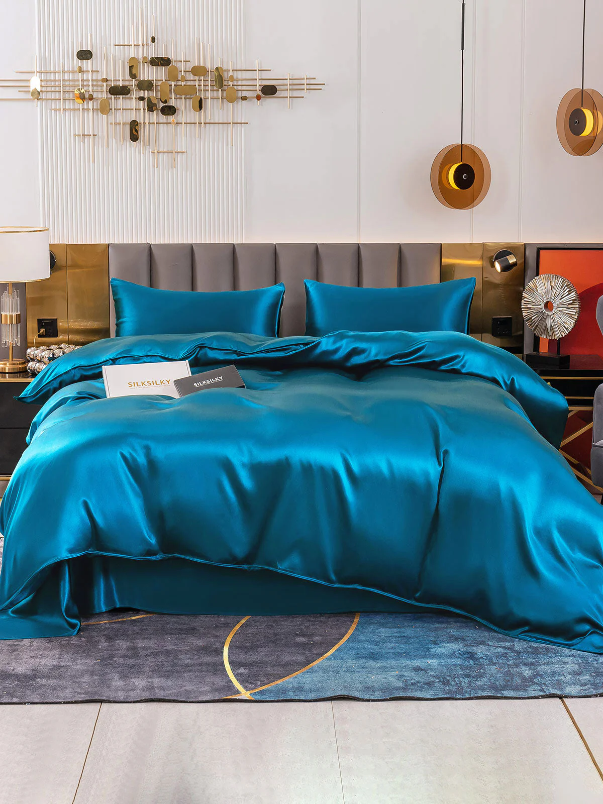 19Momme 4Pcs Silk Set Duvet Cover+Flat Sheet+2x Pillowcases - Image 68