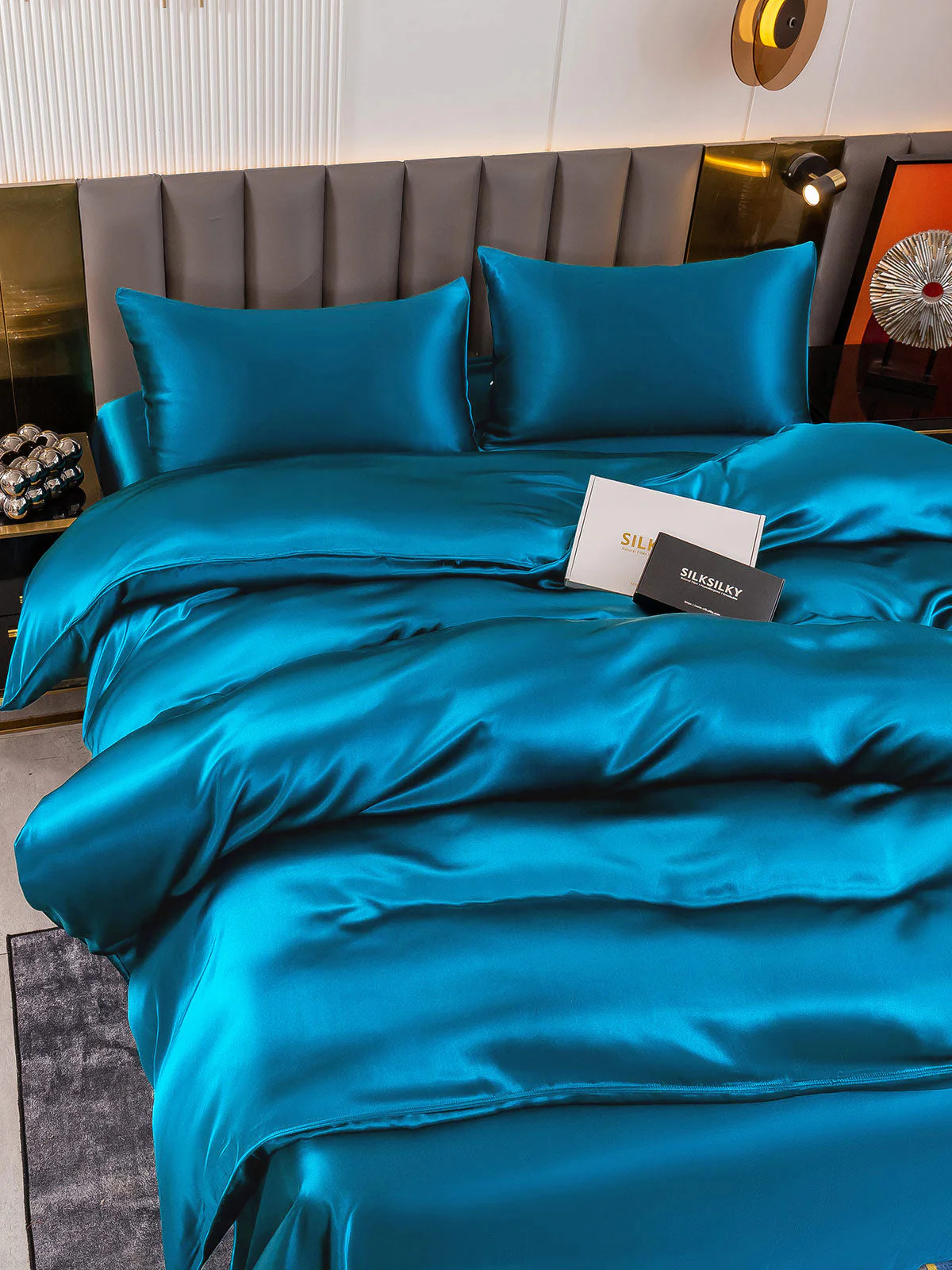 19Momme 4Pcs Silk Set Duvet Cover+Flat Sheet+2x Pillowcases - Image 69