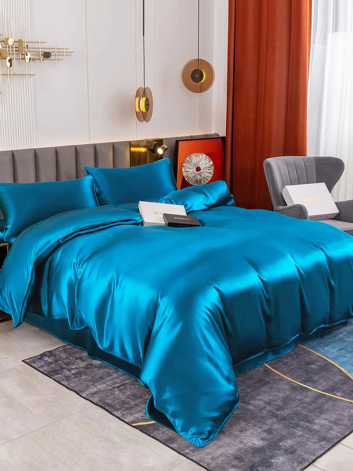 19Momme 4Pcs Silk Set Duvet Cover+Flat Sheet+2x Pillowcases - Image 70