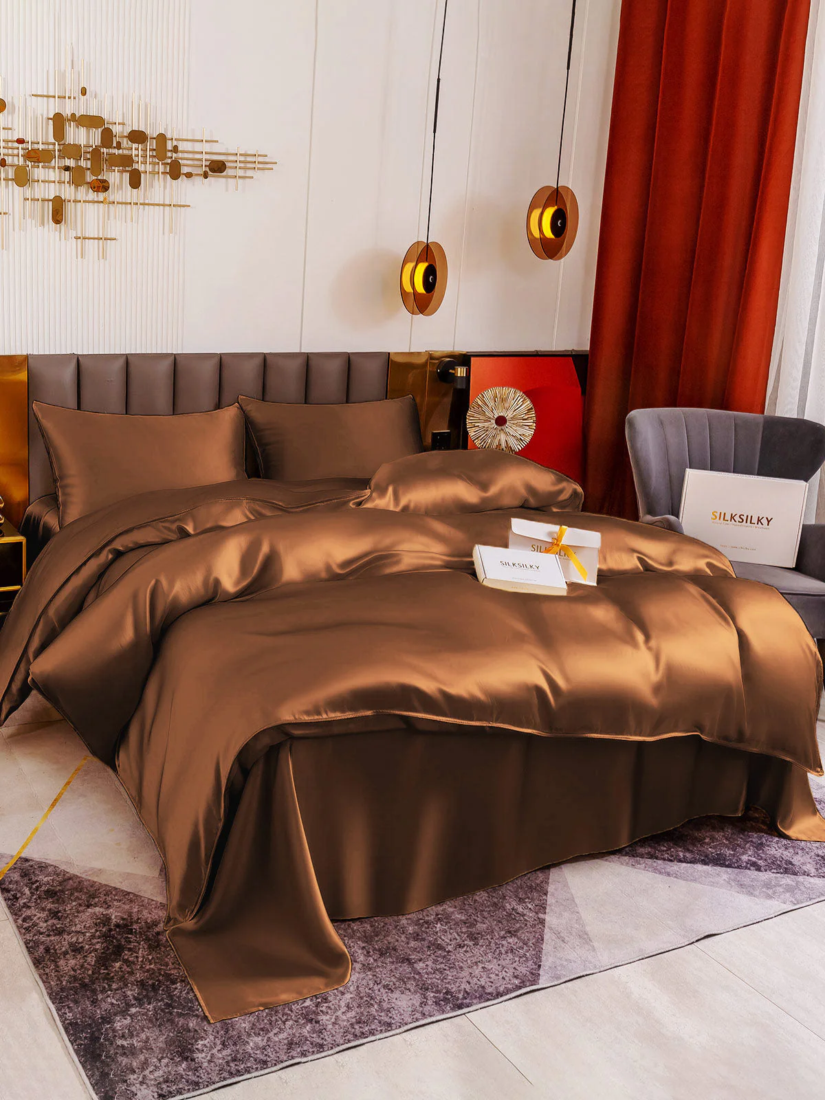 19Momme 4Pcs Silk Set Duvet Cover+Flat Sheet+2x Pillowcases - Image 75