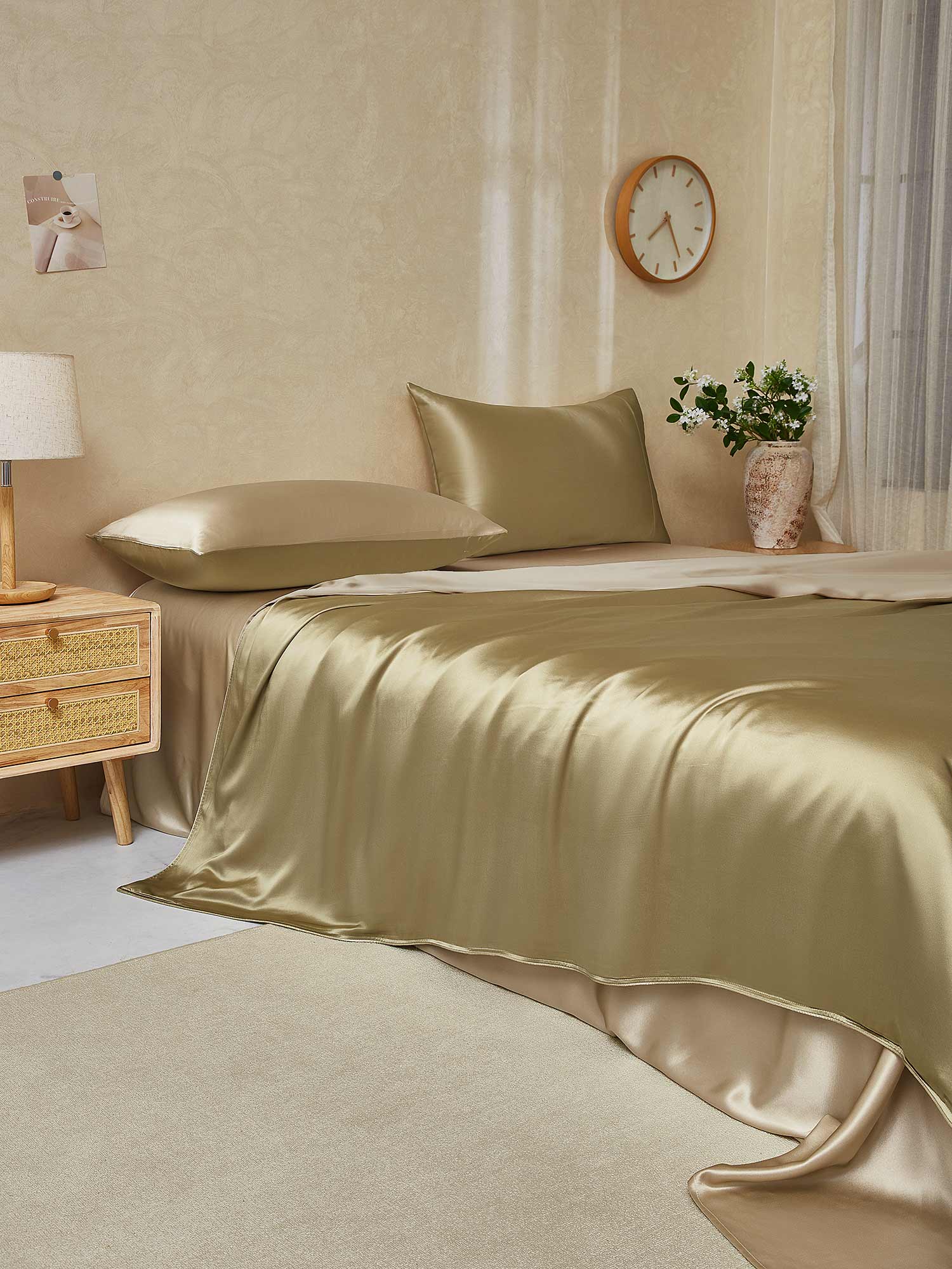 19Momme 4Pcs Silk Set Duvet Cover+Flat Sheet+2x Pillowcases - Image 98