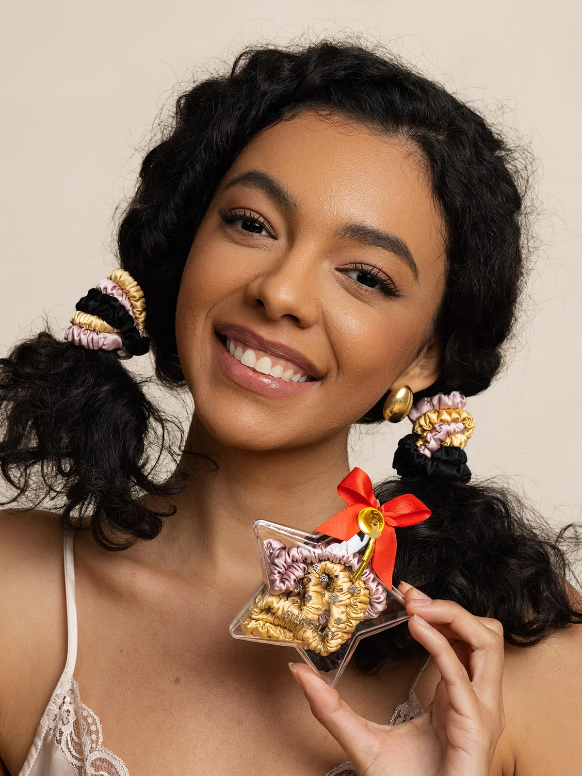 6Pcs Pure Silk Holiday Skinny Hair Scrunchie Ornament - 1cm - Image 6