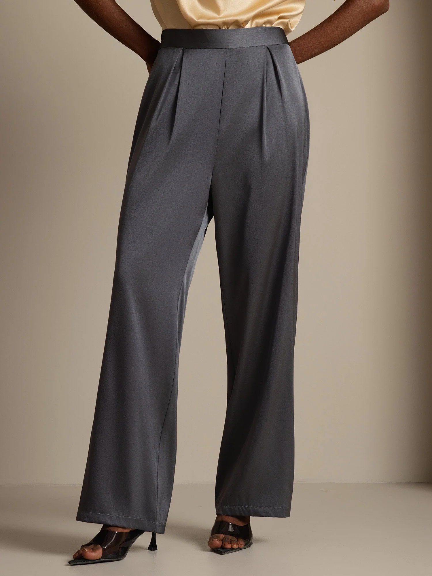 19Momme Silk High Waist Wide Leg Women's Pants - Image 24
