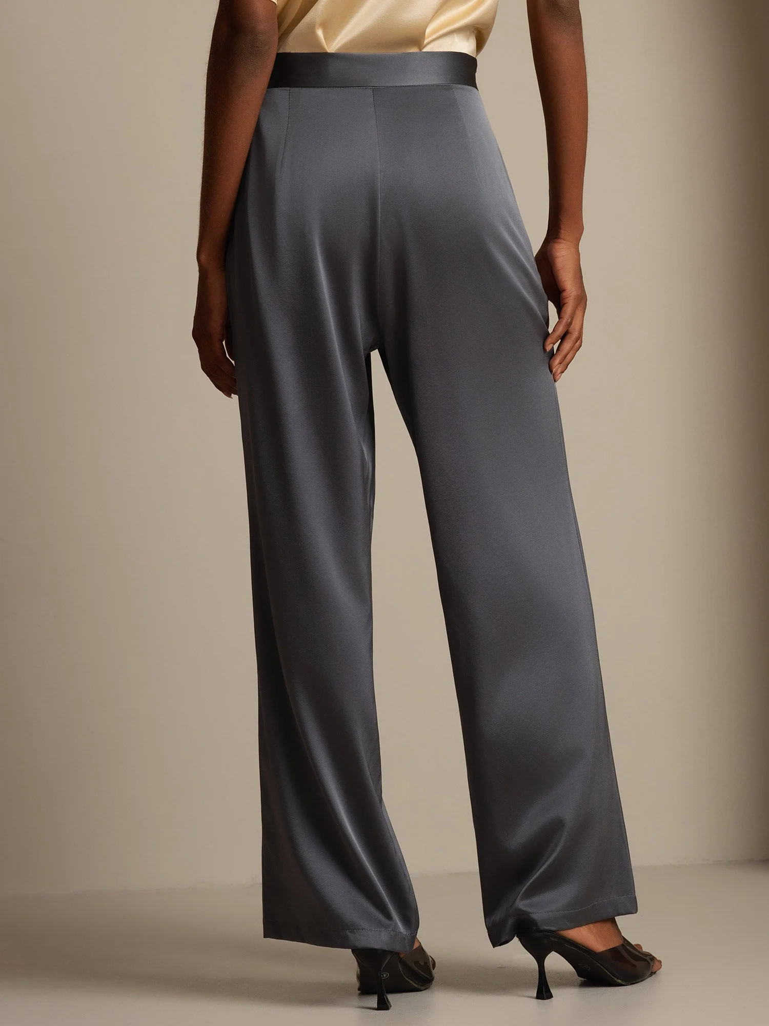 19Momme Silk High Waist Wide Leg Women's Pants - Image 25