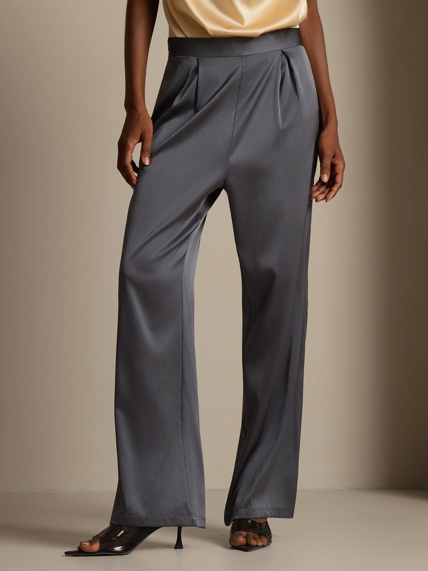 19Momme Silk High Waist Wide Leg Women's Pants - Image 26