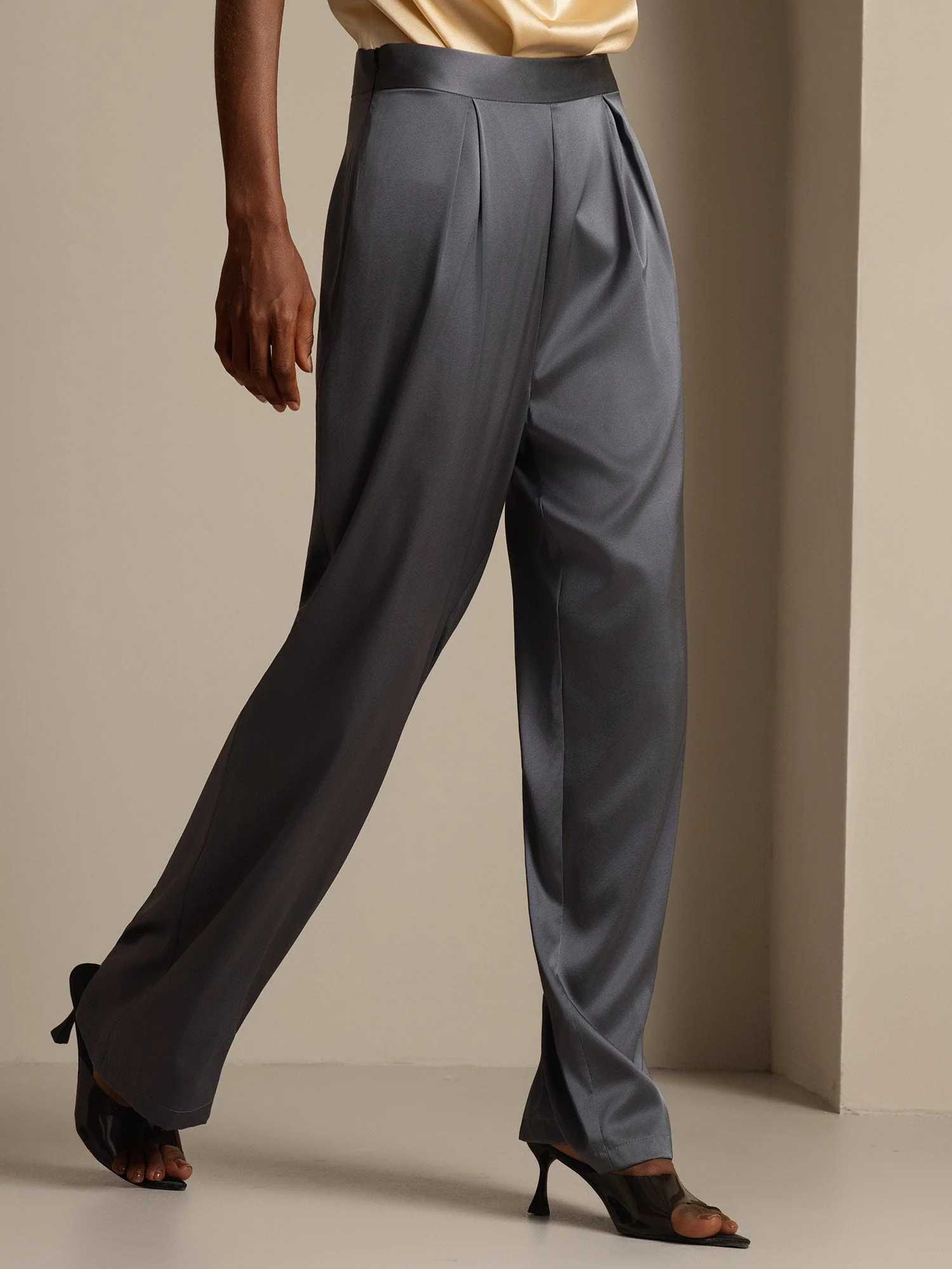 19Momme Silk High Waist Wide Leg Women's Pants - Image 29