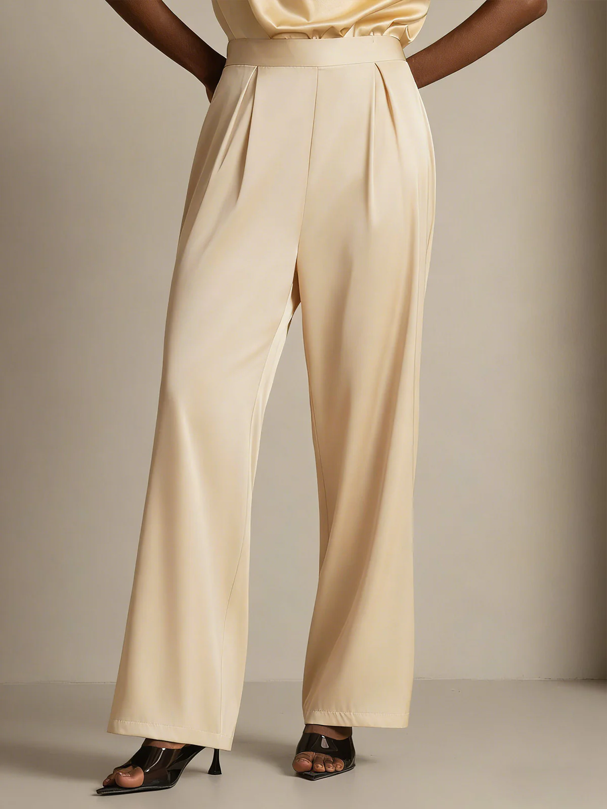 19Momme Silk High Waist Wide Leg Women's Pants - Image 31