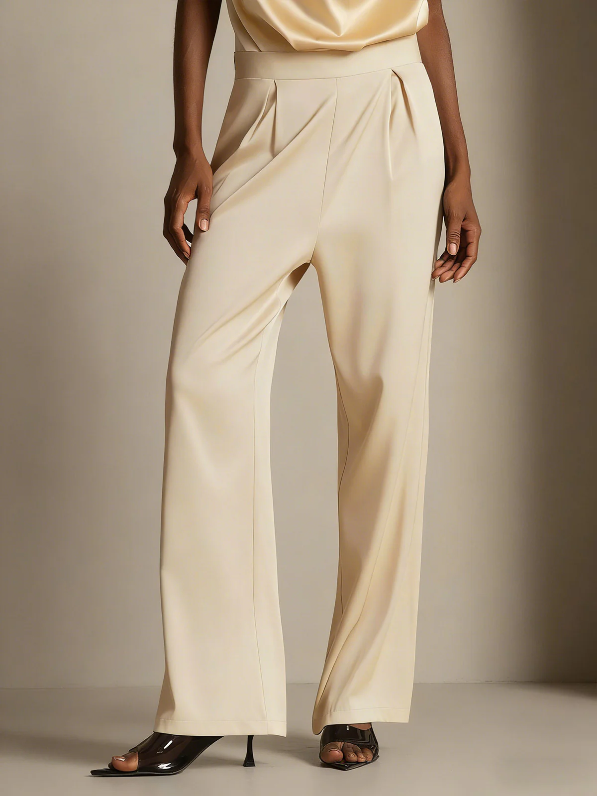 19Momme Silk High Waist Wide Leg Women's Pants - Image 36
