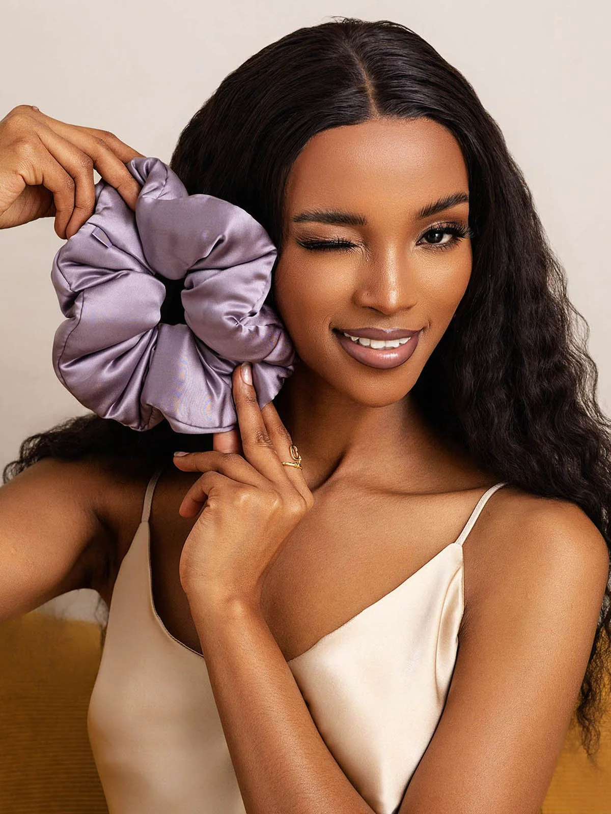 Pure Silk Soft Oversized Hair Scrunchie - 8cm - Image 36