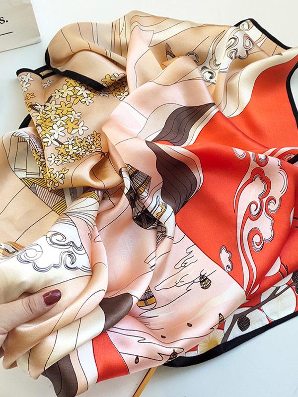 Elegant Florals Silk Square Scarf 88x88cm - Image 3
