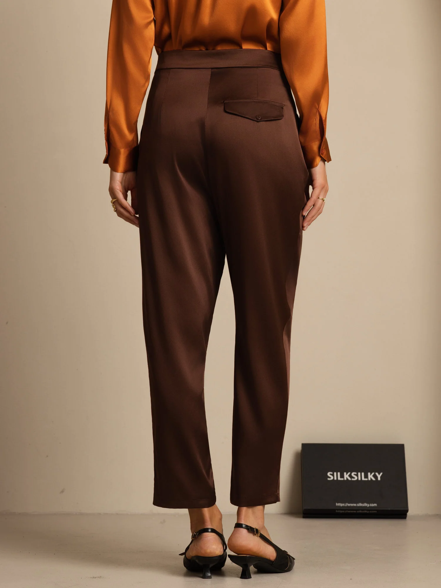 Women's 19Momme Silk High Waist Tapered Pants - Image 20