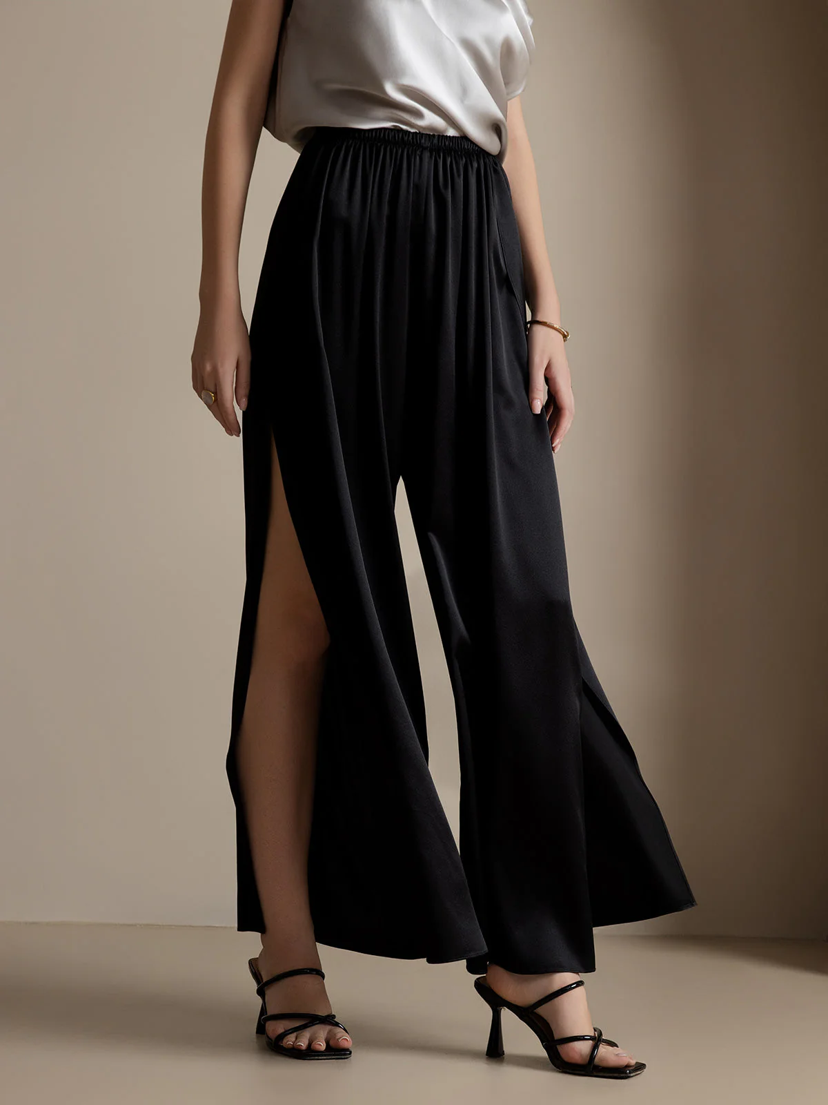 19Momme Silk Fashionable High-Slit Pants - Image 15