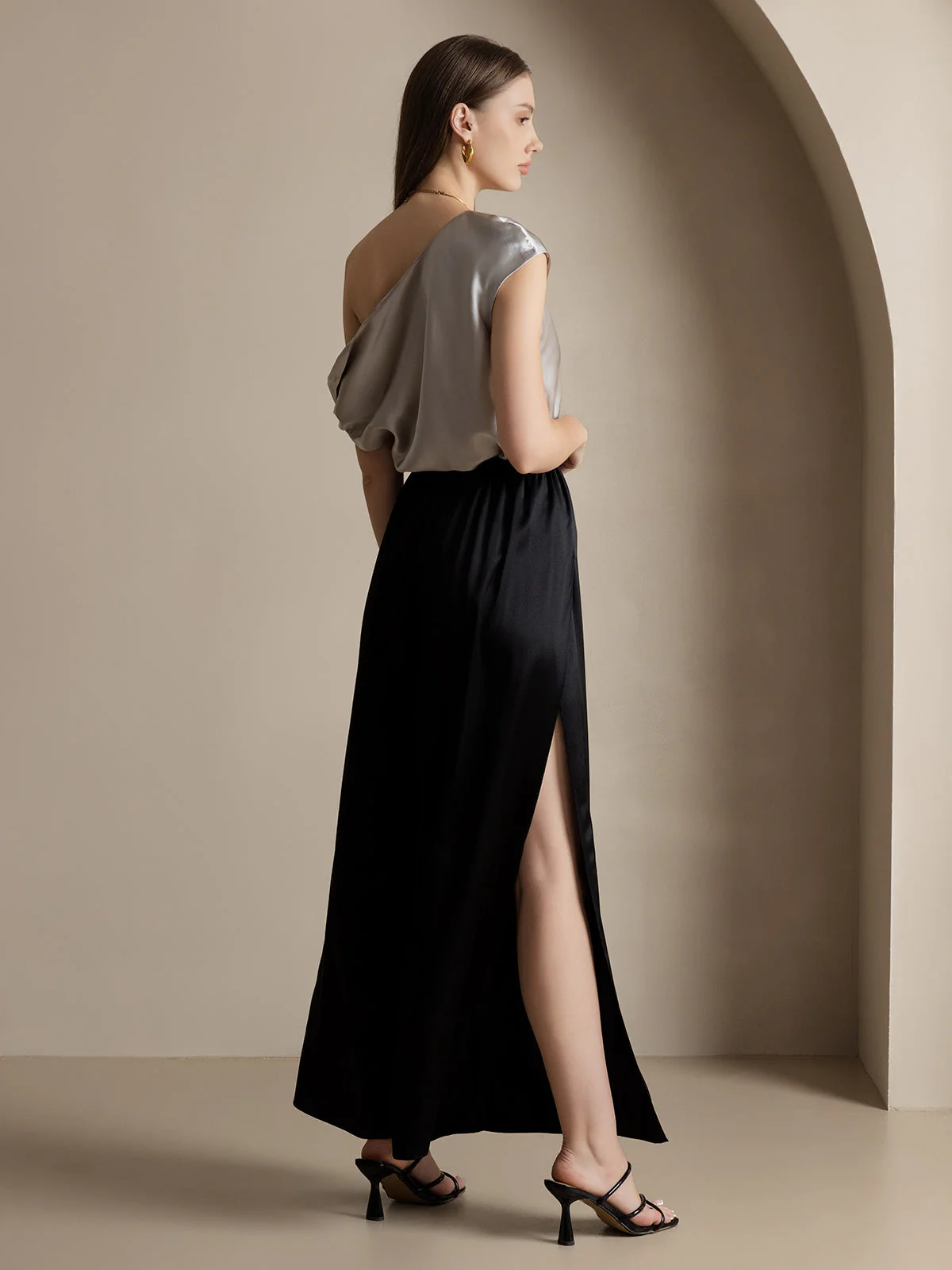 19Momme Silk Fashionable High-Slit Pants - Image 16