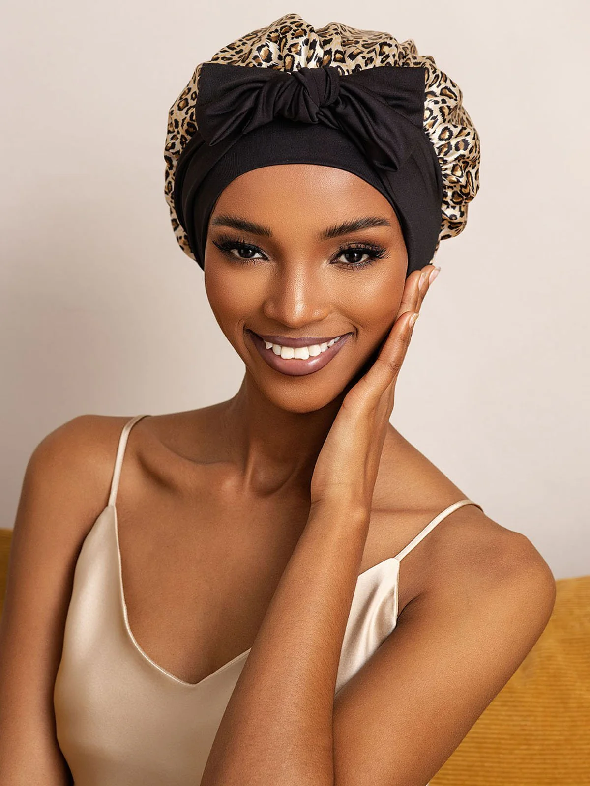 100% Mulberry Silk Bonnet Bowknot Tie Sleep Cap for Hair Protection - Image 13