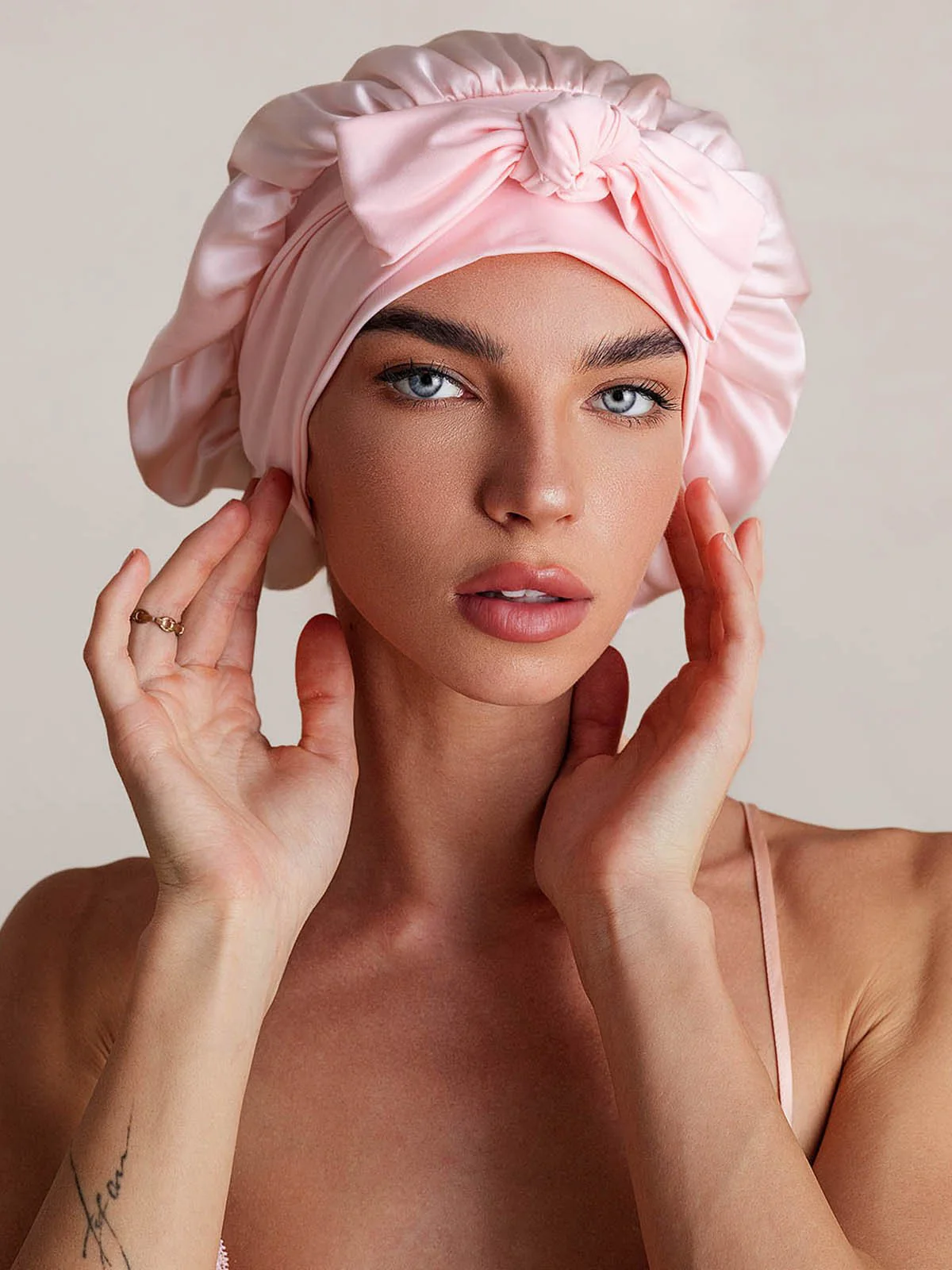 100% Mulberry Silk Bonnet Bowknot Tie Sleep Cap for Hair Protection - Image 19