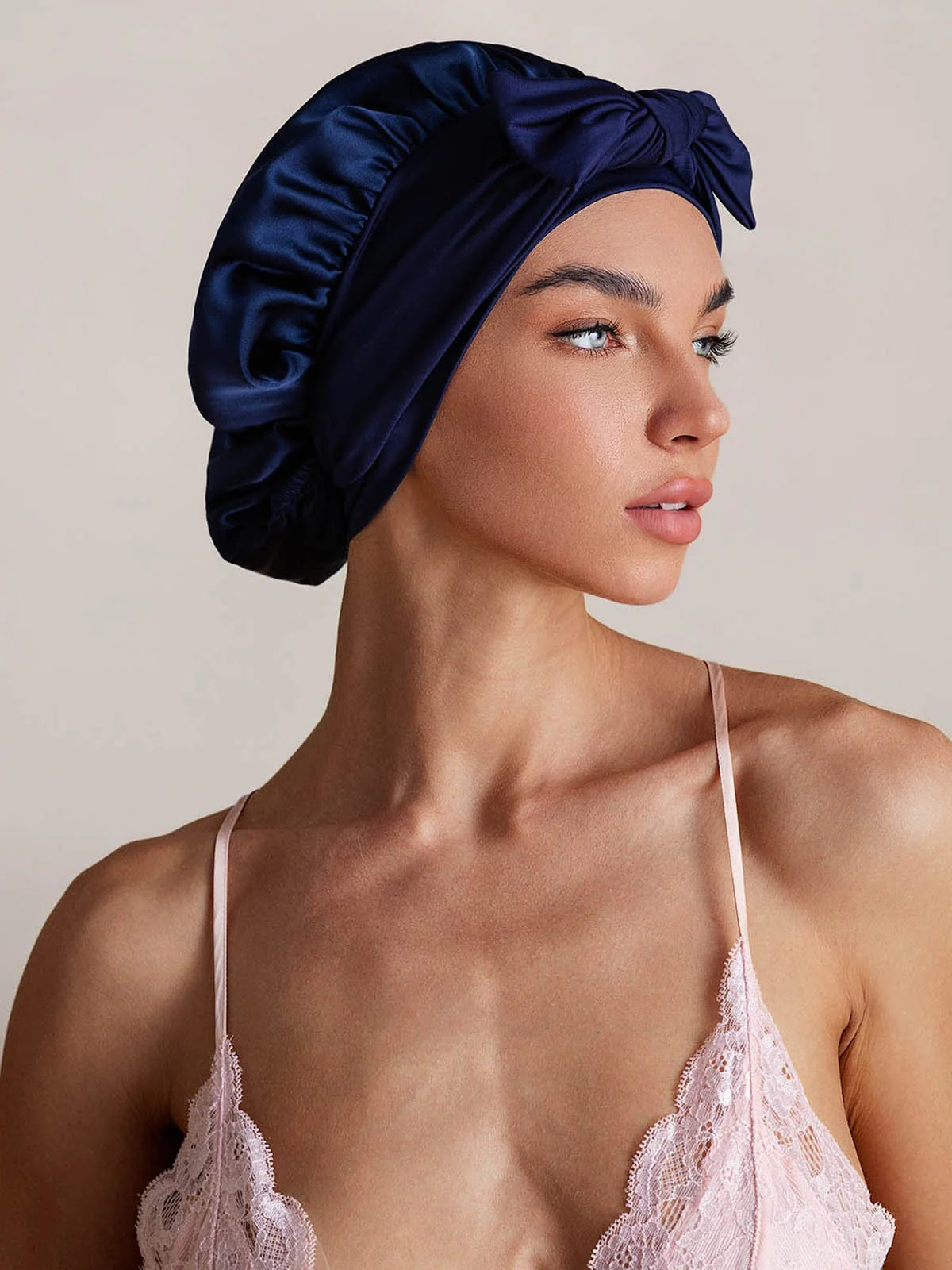 100% Mulberry Silk Bonnet Bowknot Tie Sleep Cap for Hair Protection - Image 25