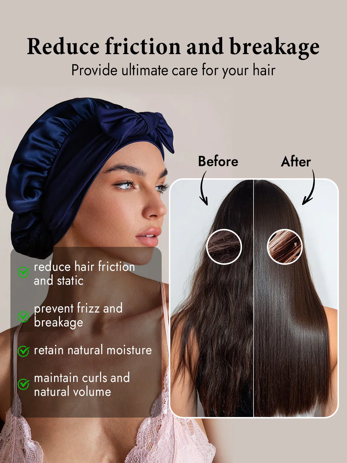 100% Mulberry Silk Bonnet Bowknot Tie Sleep Cap for Hair Protection - Image 27