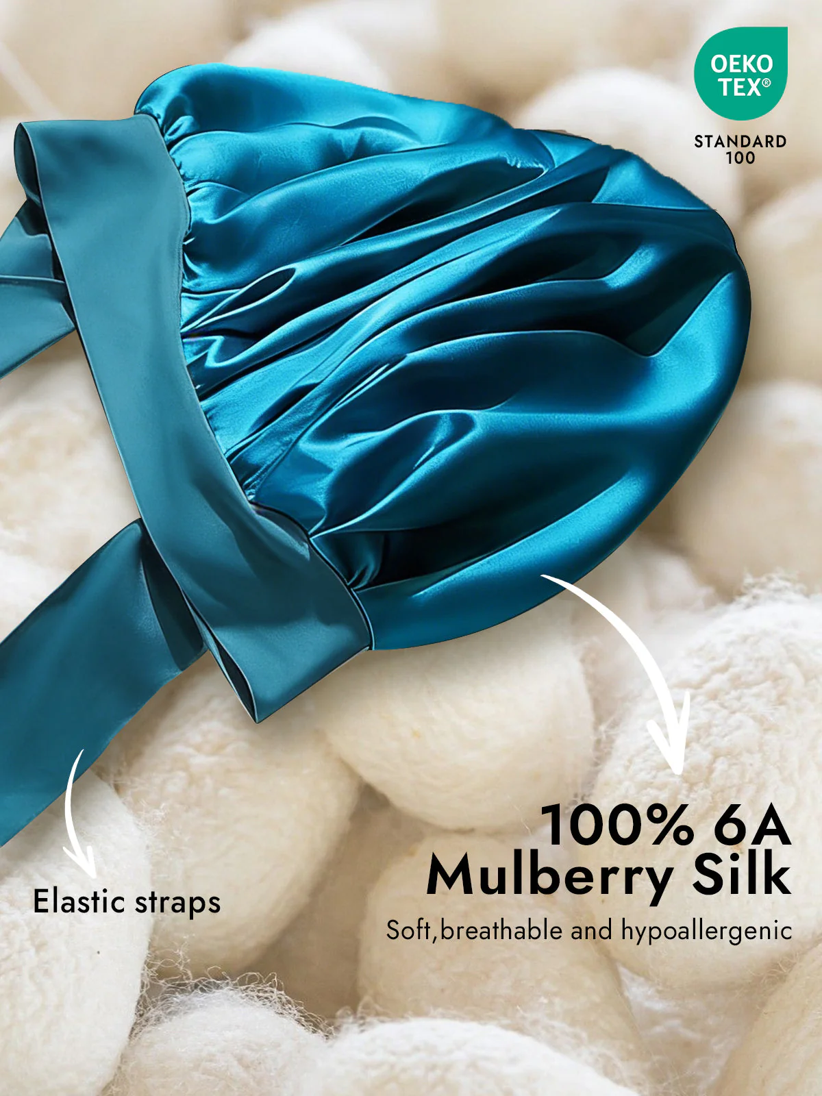 100% Mulberry Silk Bonnet Bowknot Tie Sleep Cap for Hair Protection - Image 38