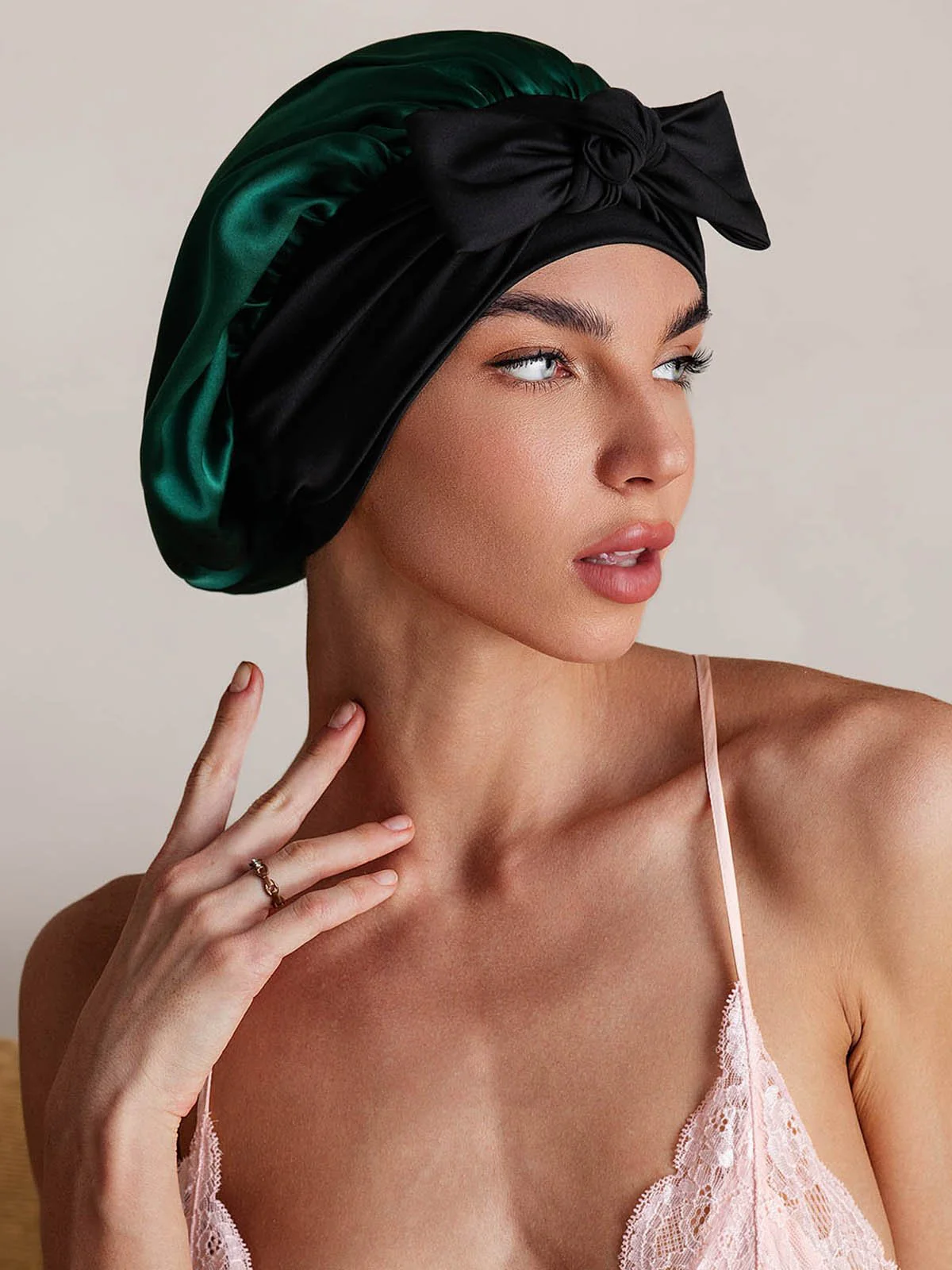 100% Mulberry Silk Bonnet Bowknot Tie Sleep Cap for Hair Protection - Image 49