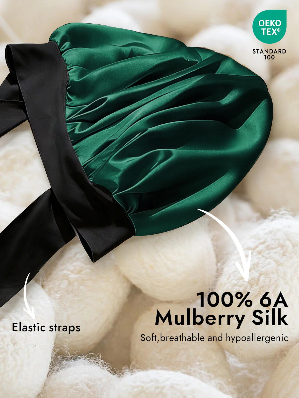 100% Mulberry Silk Bonnet Bowknot Tie Sleep Cap for Hair Protection - Image 50