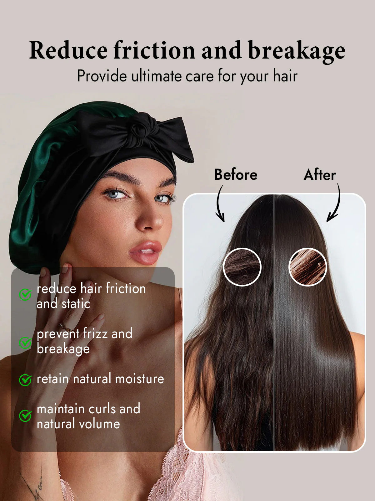 100% Mulberry Silk Bonnet Bowknot Tie Sleep Cap for Hair Protection - Image 51