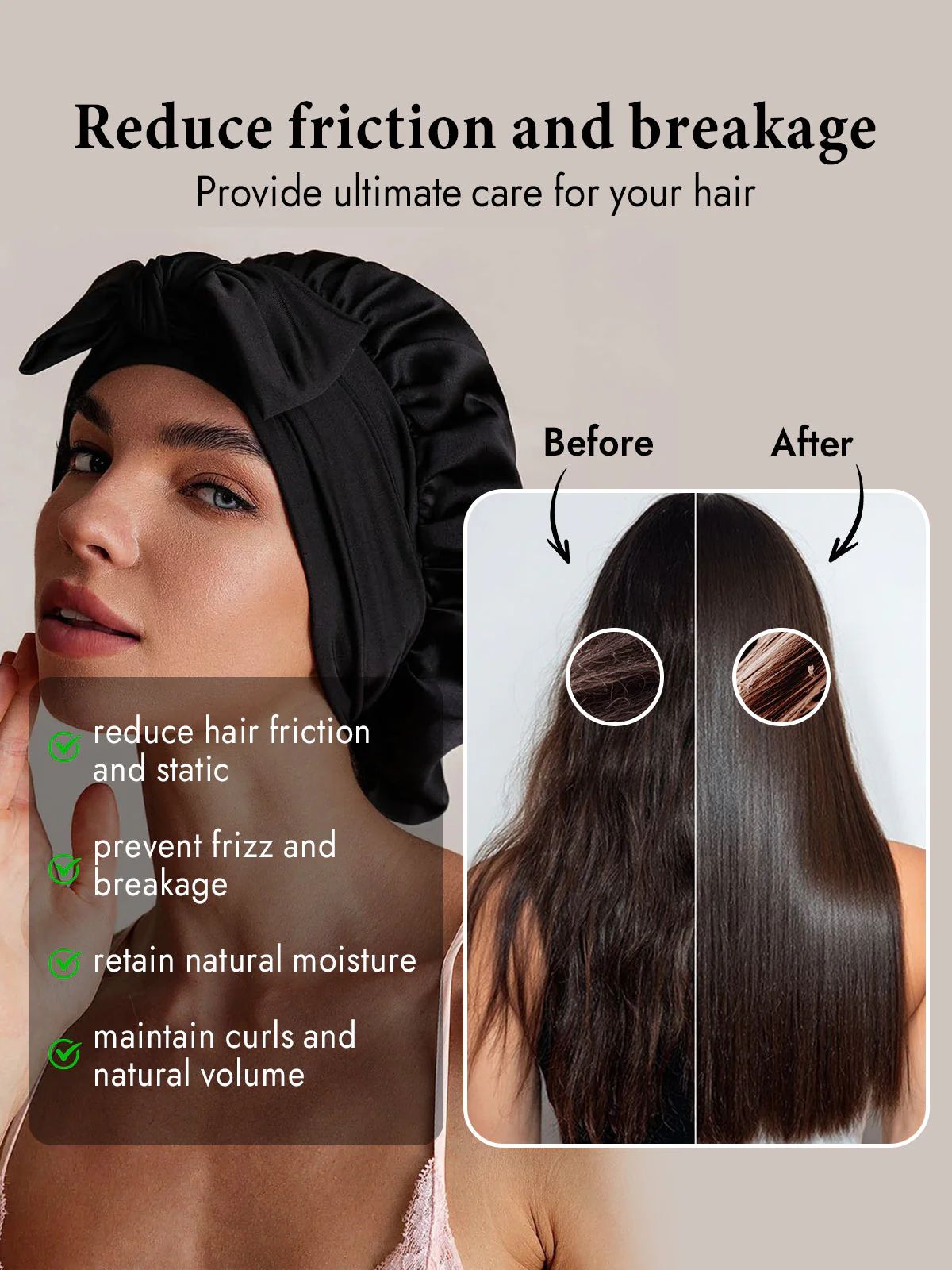 100% Mulberry Silk Bonnet Bowknot Tie Sleep Cap for Hair Protection - Image 9