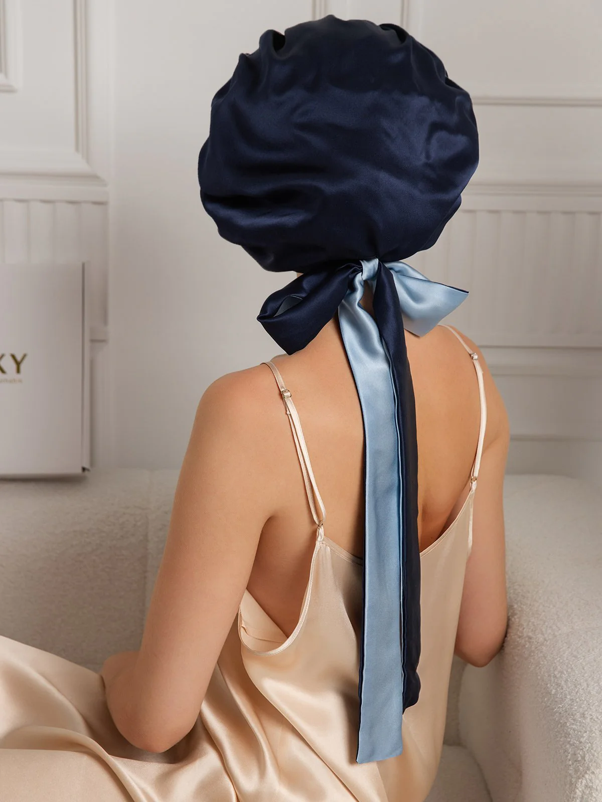 Pure Silk Casual Bonnet with Long Ribbons (Two-tone and Double-sided) - Image 15