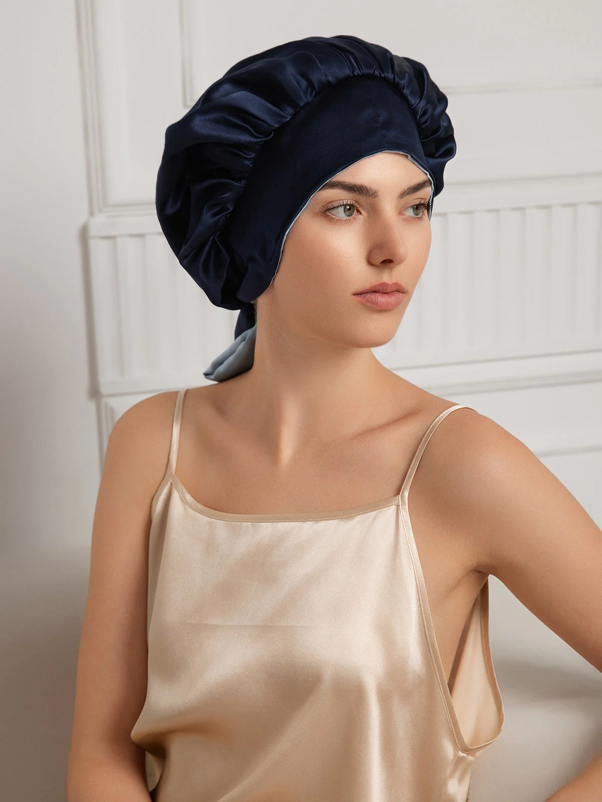 Pure Silk Casual Bonnet with Long Ribbons (Two-tone and Double-sided) - Image 16