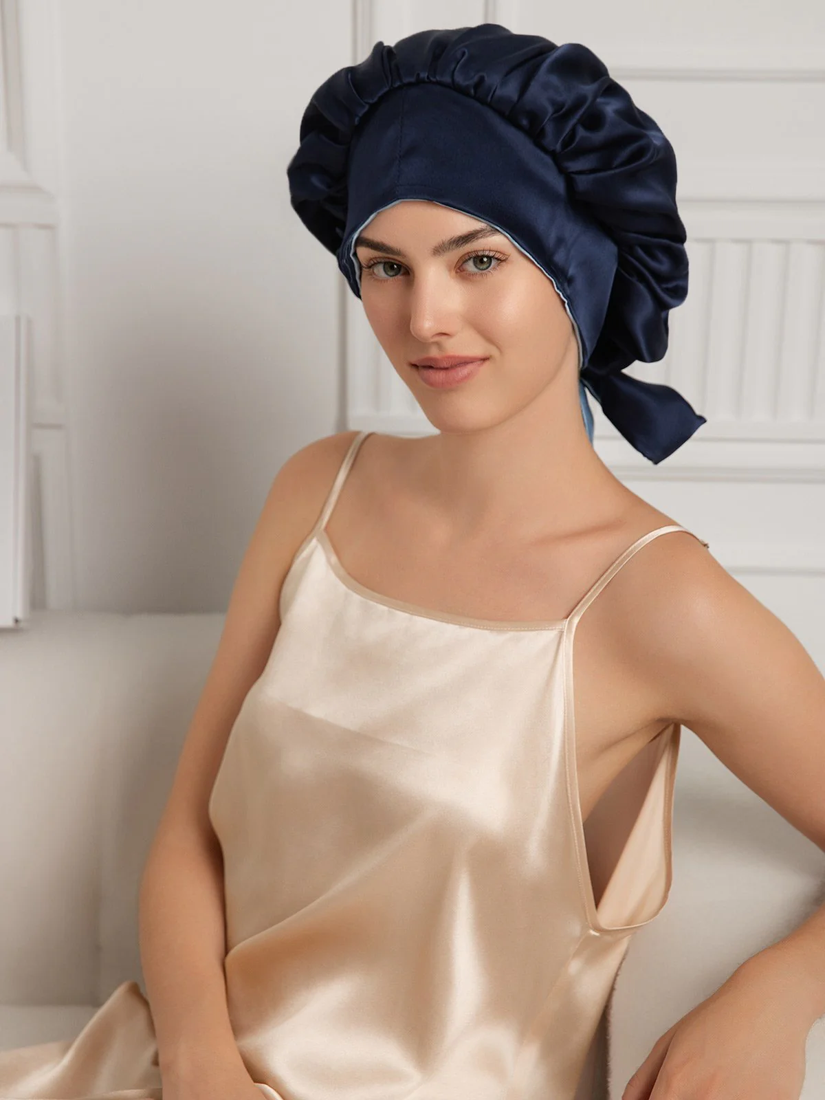 Pure Silk Casual Bonnet with Long Ribbons (Two-tone and Double-sided) - Image 17