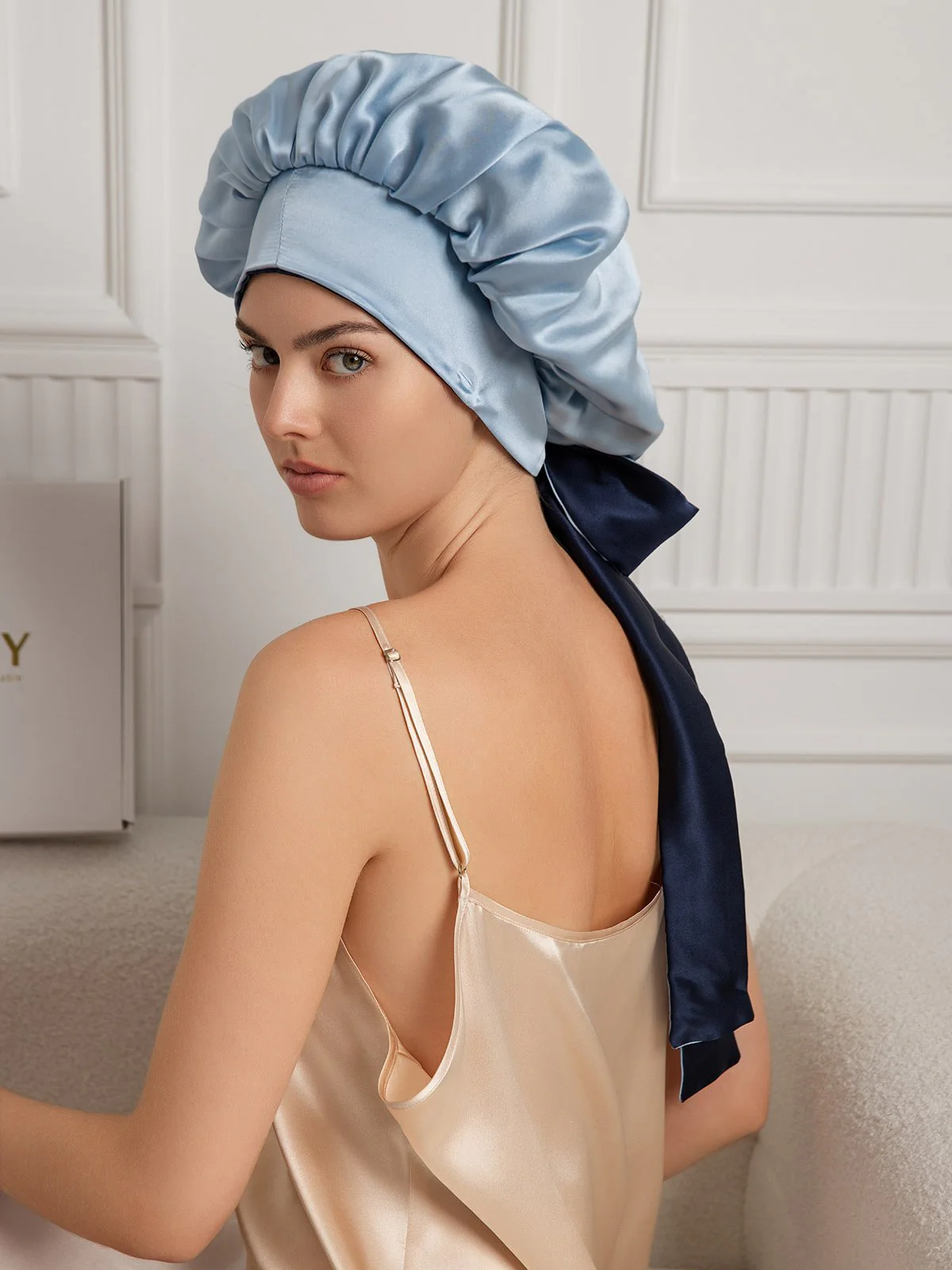 Pure Silk Casual Bonnet with Long Ribbons (Two-tone and Double-sided) - Image 19