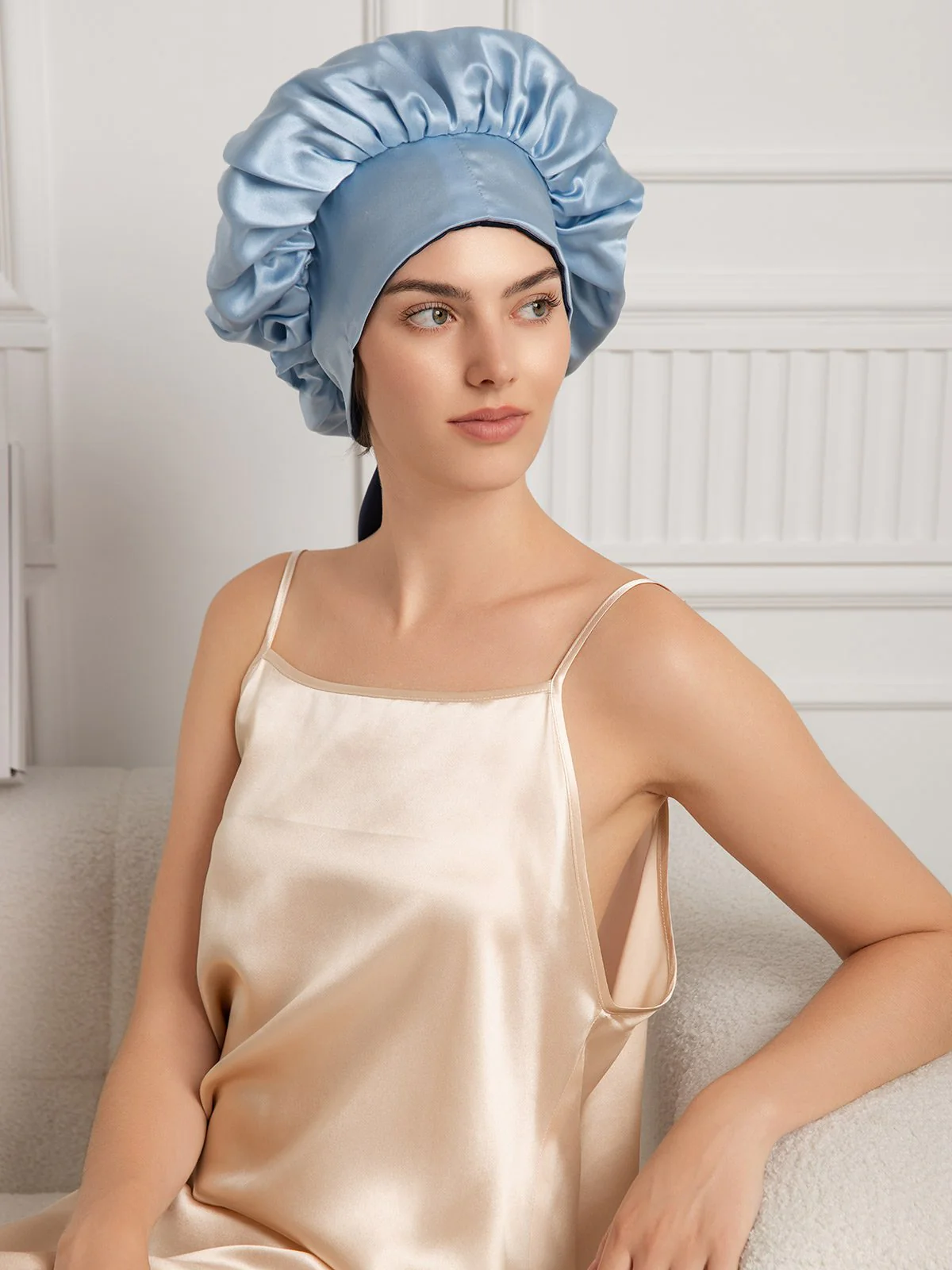 Pure Silk Casual Bonnet with Long Ribbons (Two-tone and Double-sided) - Image 22