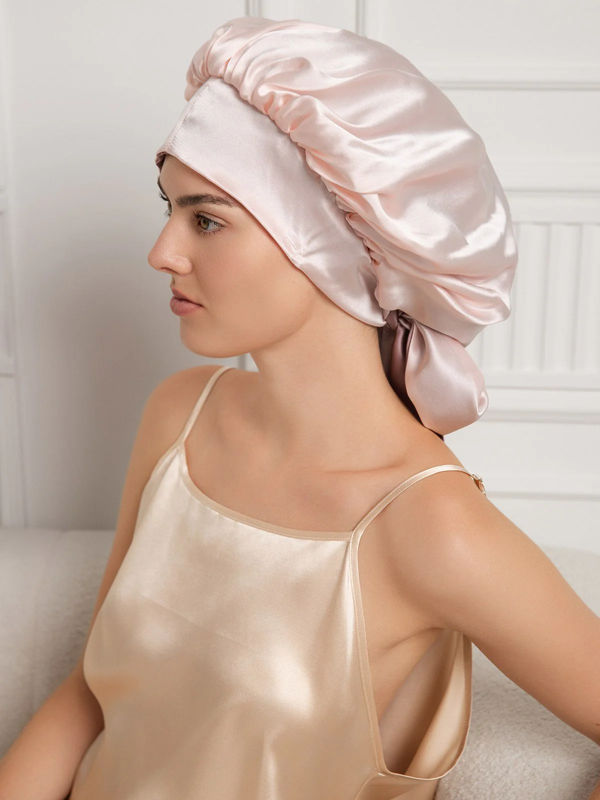 Pure Silk Casual Bonnet with Long Ribbons (Two-tone and Double-sided) - Image 8