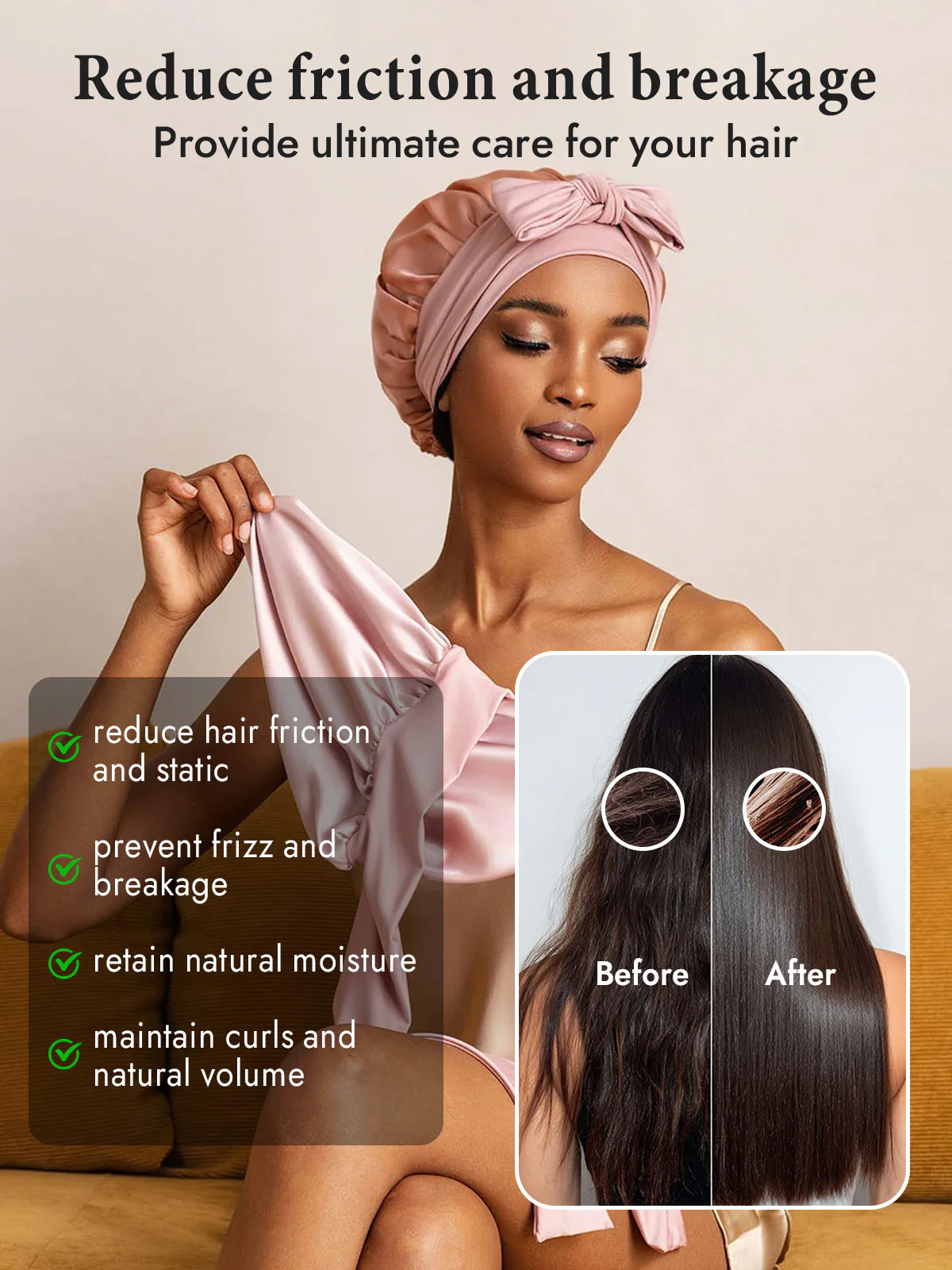 Pure Silk Double-layer Bonnet - With Adjustable Long Tie - Image 15