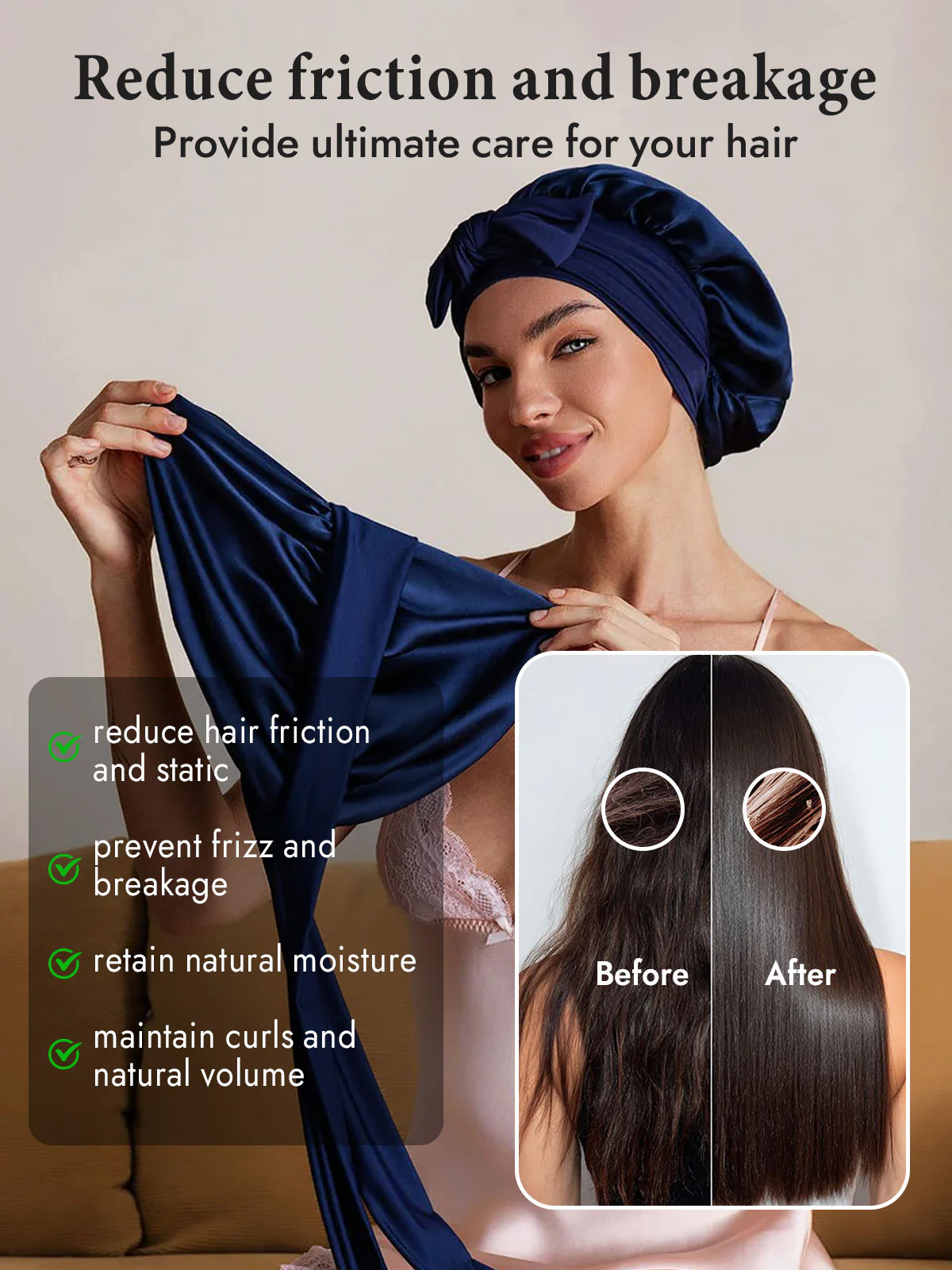 Pure Silk Double-layer Bonnet - With Adjustable Long Tie - Image 21