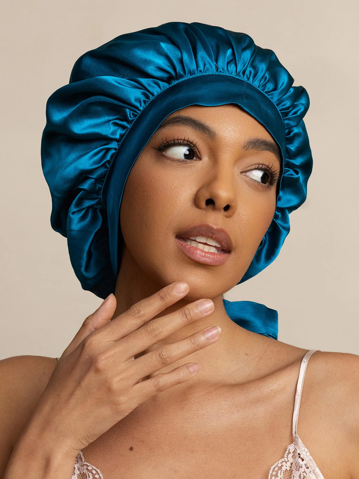 Pure silk Elegant Bonnet with Long Ribbons - Image 48