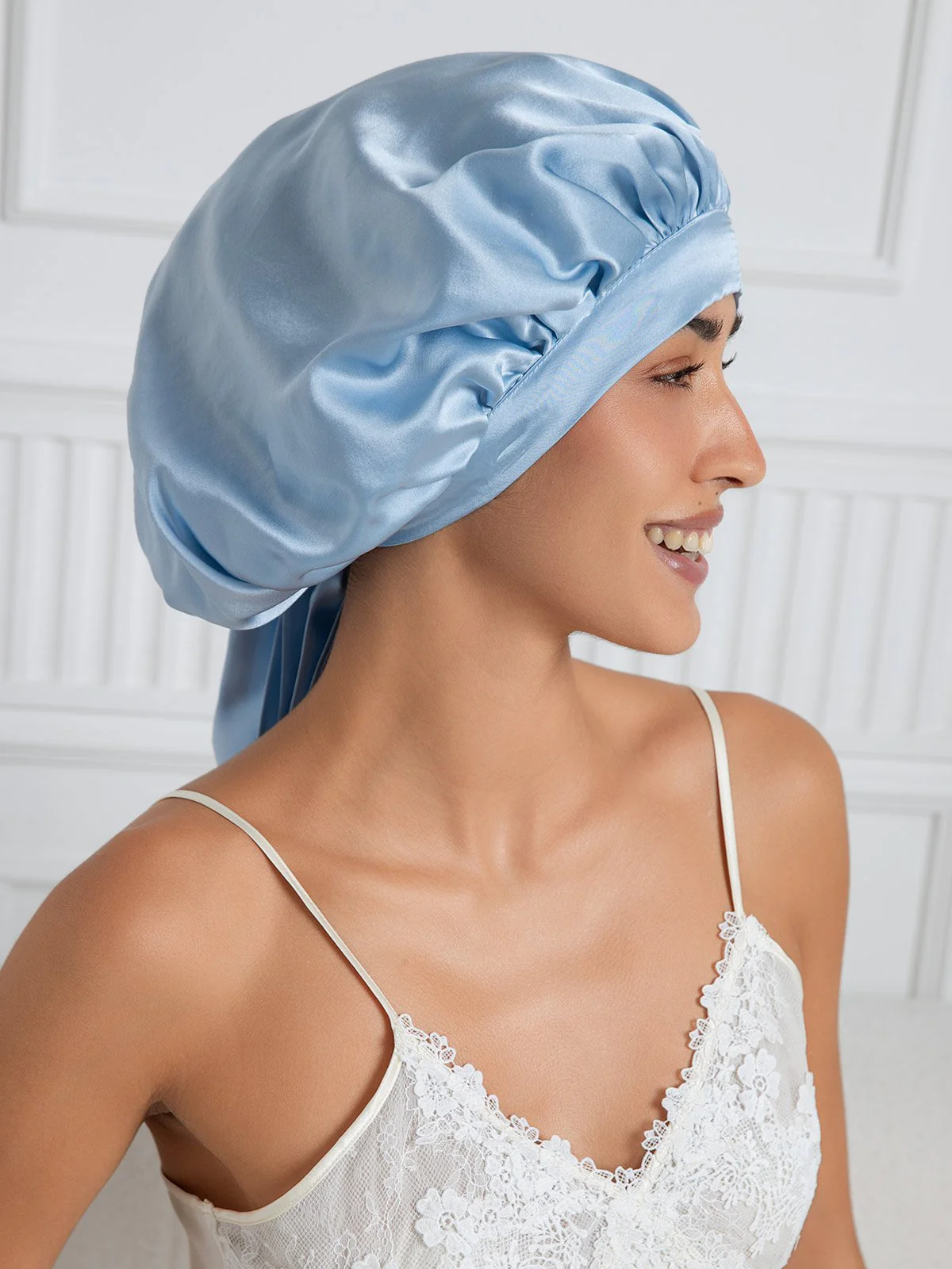 Pure silk Elegant Bonnet with Long Ribbons - Image 5