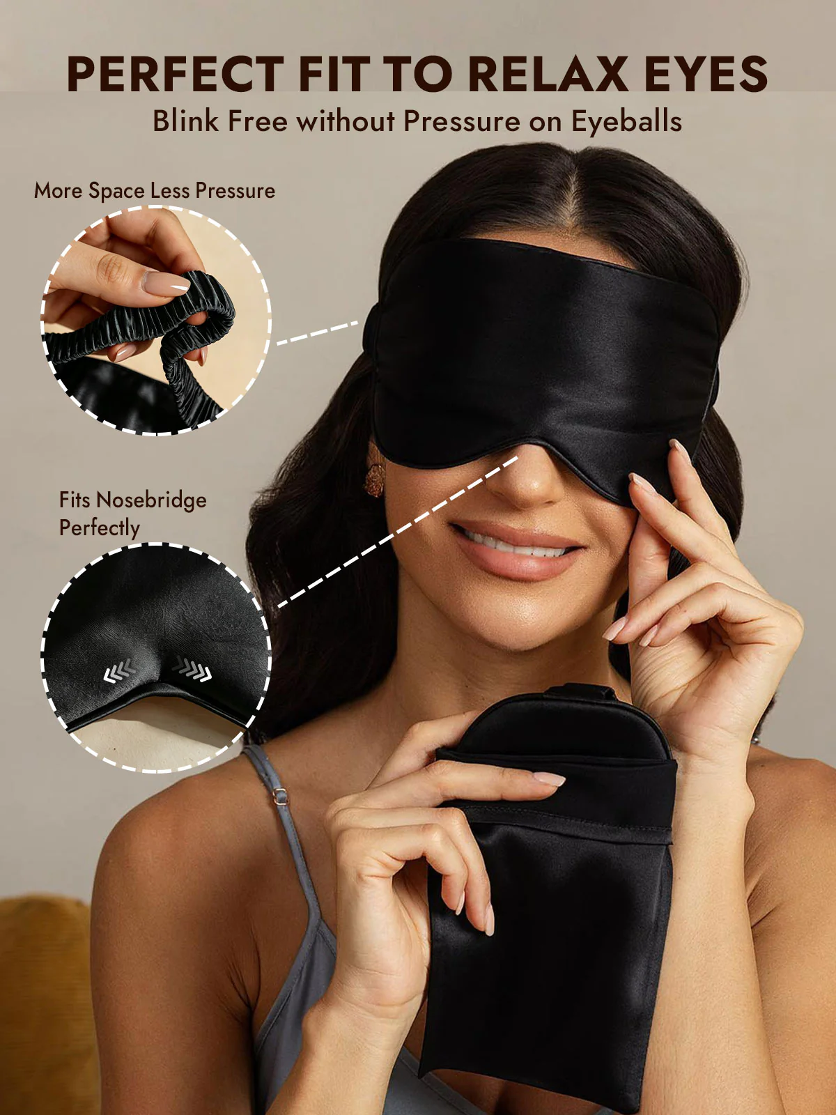 Pure Silk Eye Mask And Envelope Pouch Set 2Pcs - Image 17