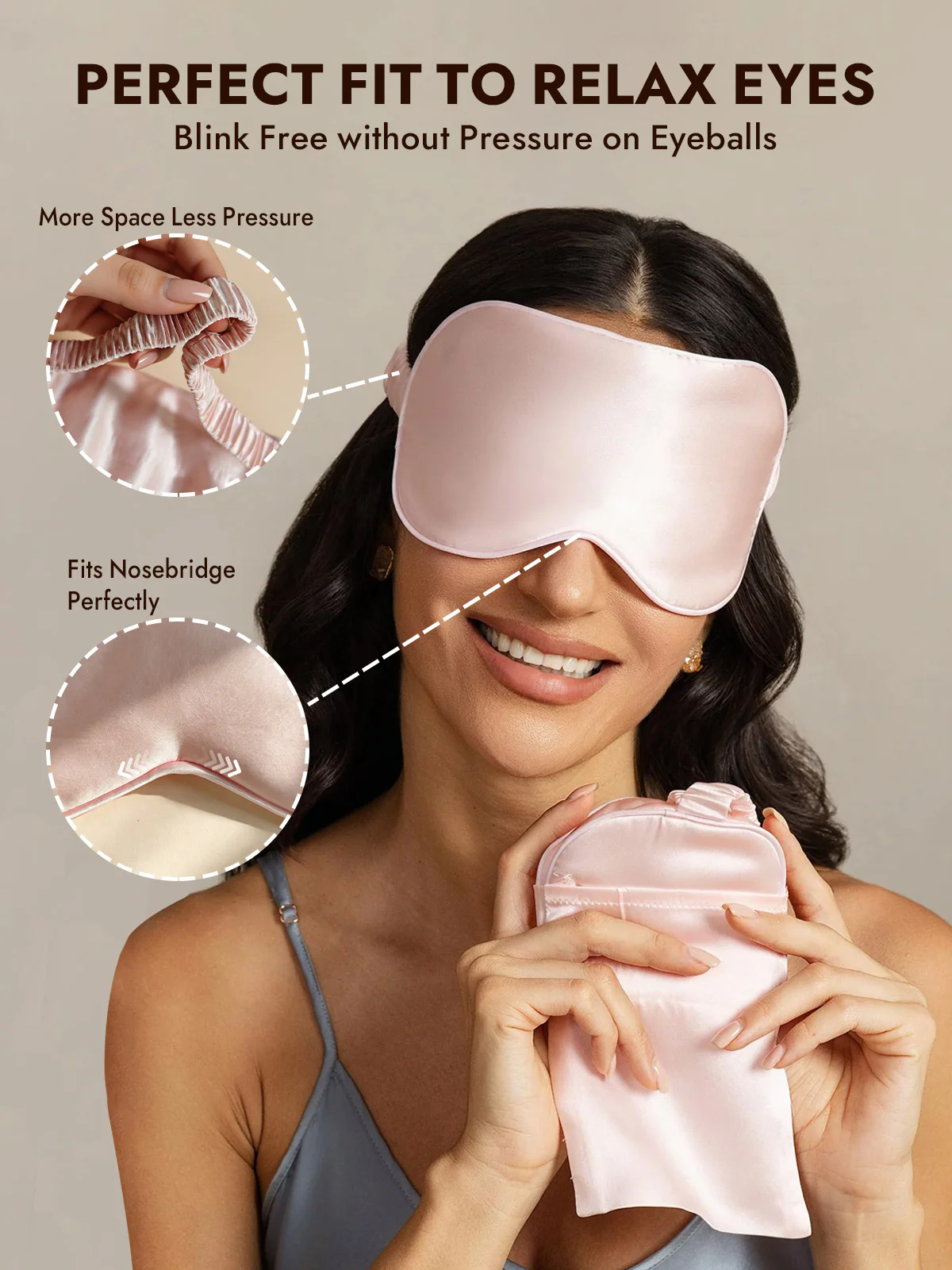 Pure Silk Eye Mask And Envelope Pouch Set 2Pcs - Image 3