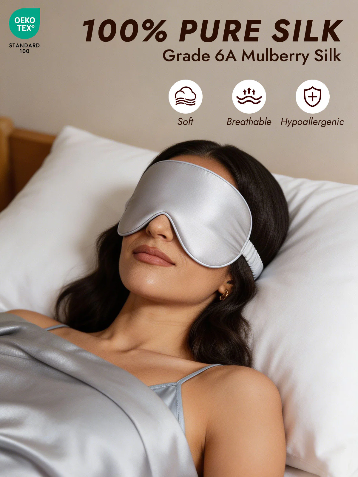 Pure Silk Eye Mask And Envelope Pouch Set 2Pcs - Image 44