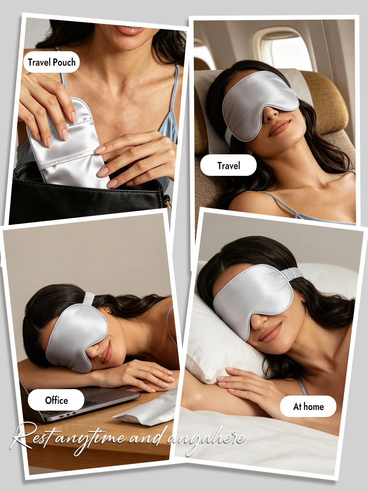 Pure Silk Eye Mask And Envelope Pouch Set 2Pcs - Image 49