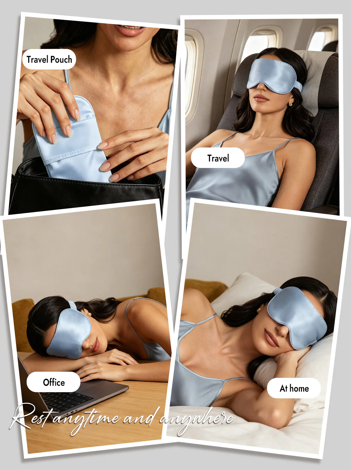 Pure Silk Eye Mask And Envelope Pouch Set 2Pcs - Image 56