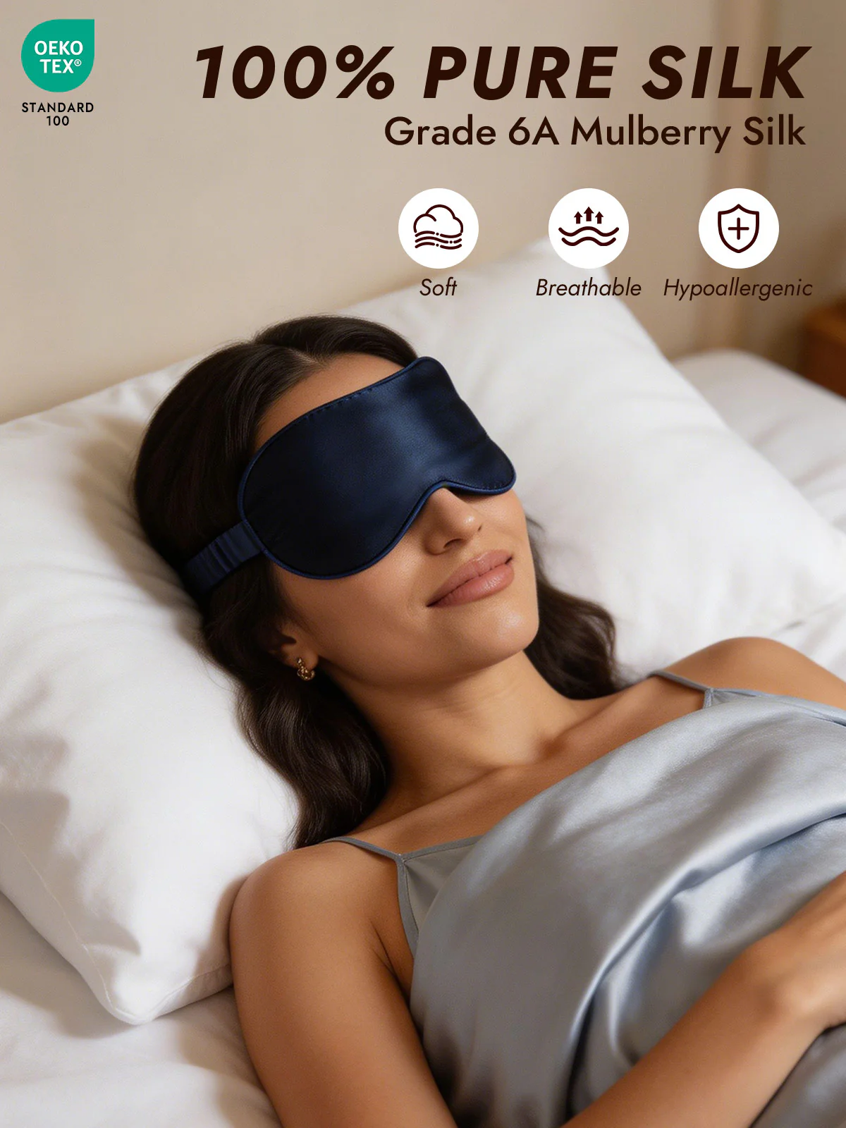 Pure Silk Eye Mask And Envelope Pouch Set 2Pcs - Image 9