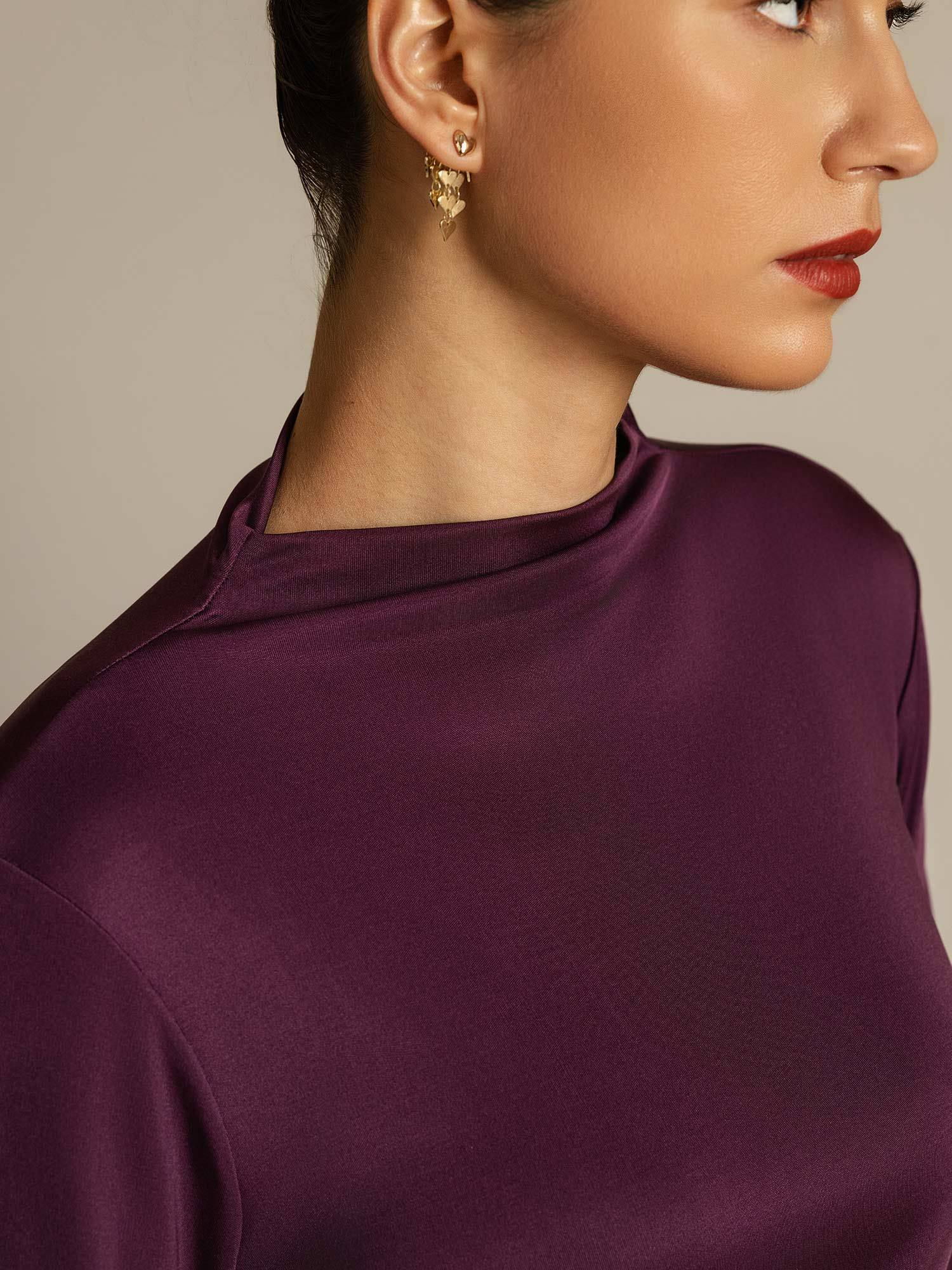 Women's Pure Silk Long Sleeve Mock Top - Image 4