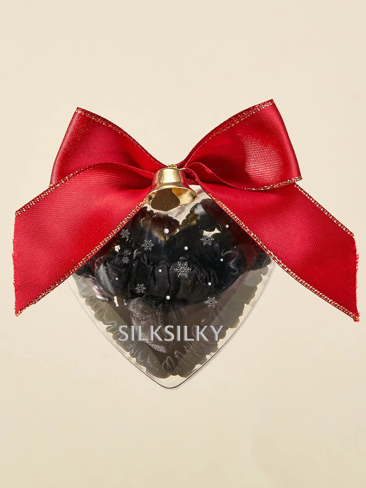 3Pcs Pure Silk Holiday Skinny Hair Scrunchie Ornament - 1cm - Image 3